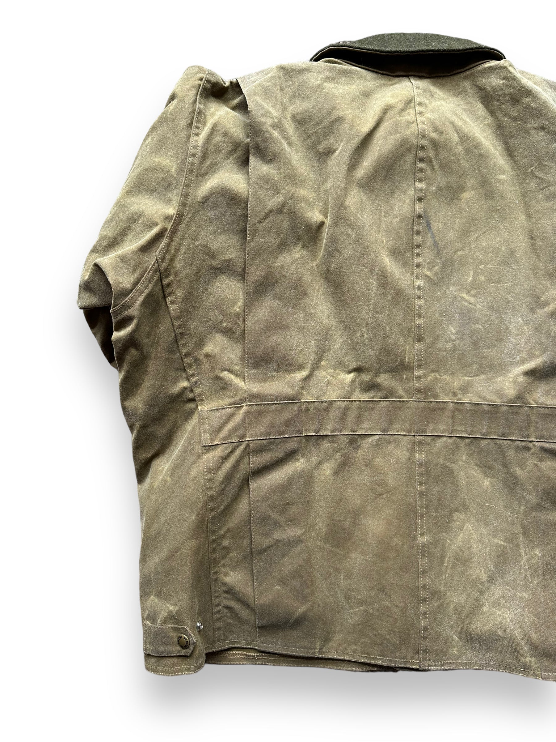 Rear Left View of Filson Tin Cloth Jacket SZ XL |  Barn Owl Vintage Goods | Filson Workwear Seattle