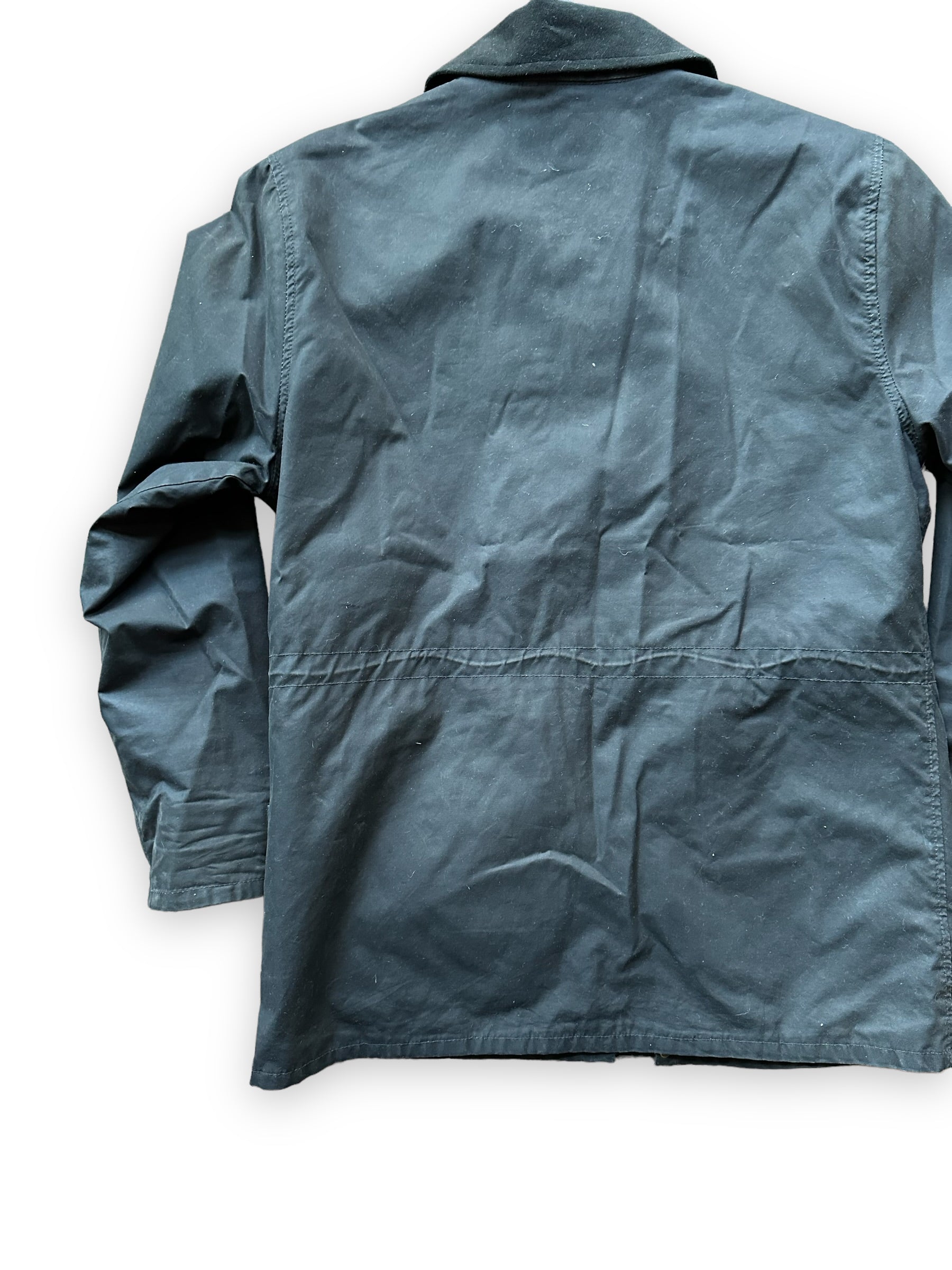 Left Rear View of Filson Black Cover Cloth Mile Marker Jacket With Hood SZ M |  Barn Owl Vintage Goods | Vintage Workwear Seattle