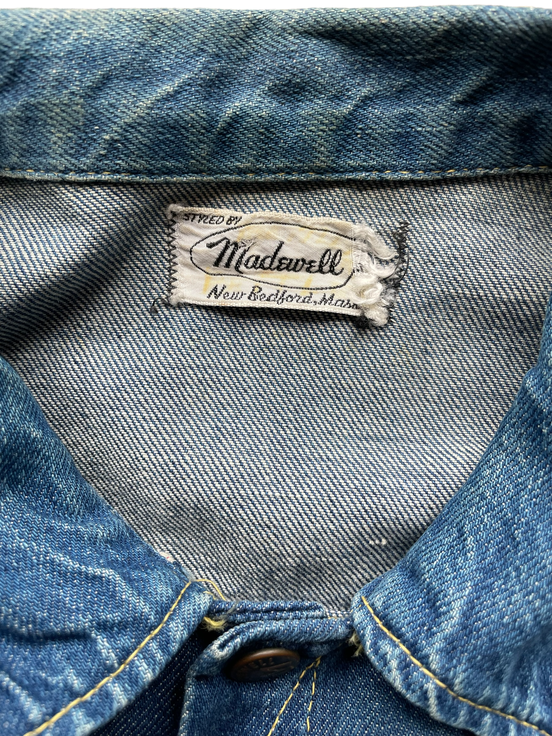Tag View of Vintage Madewell Selvedge Denim Jacket | Barn Owl Vintage | Seattle Vintage Denim Workwear Clothing