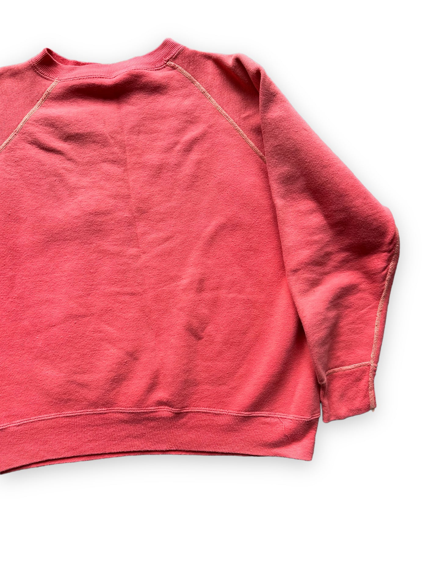 Left Side View of Vintage Faded Red Crewneck Sweatshirt | Vintage Crewneck Sweatshirt Seattle | Barn Owl Vintage Clothing
