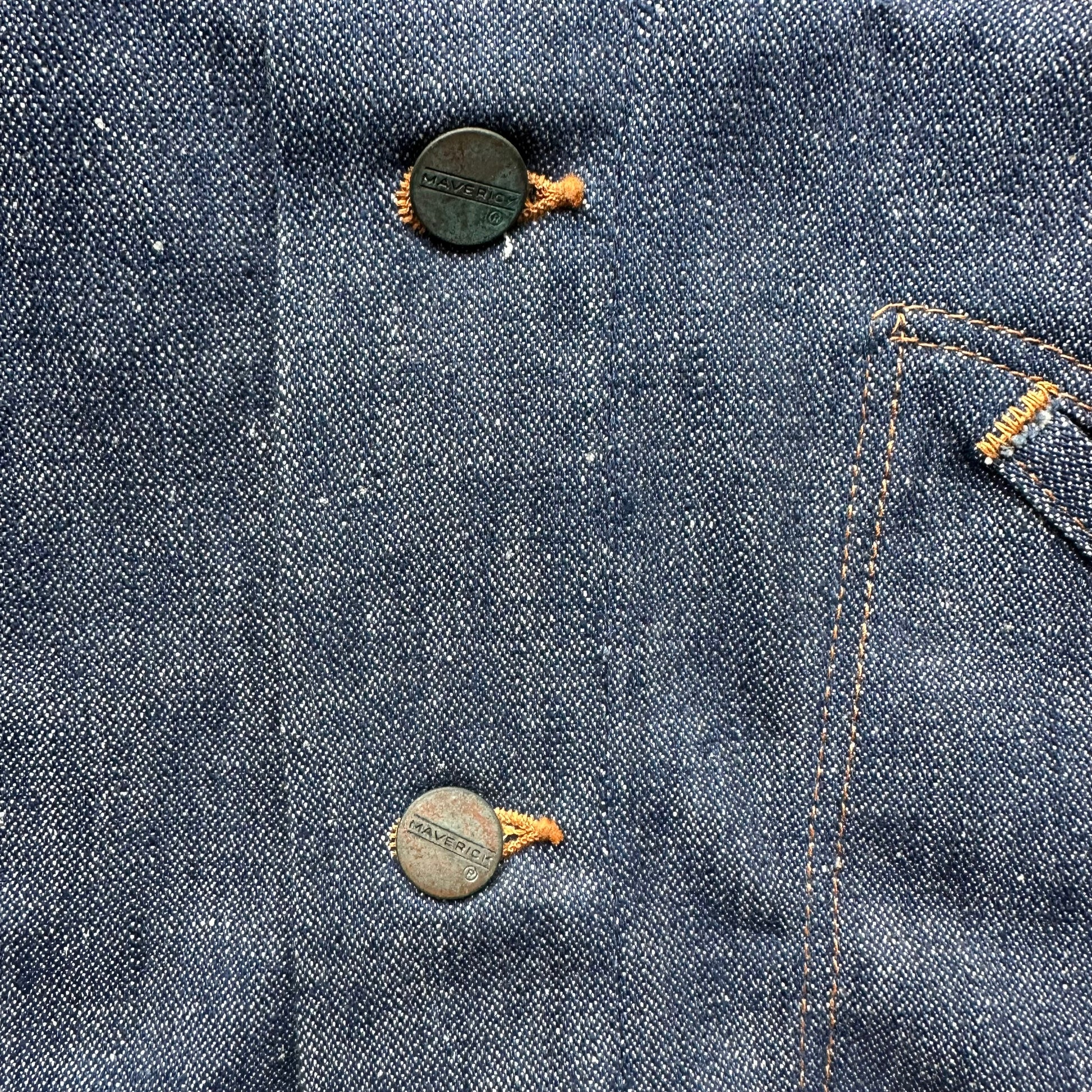 Patina on Button on Vintage Deadstock Maverick Denim Jacket SZ 16 | Vintage Denim Workwear Seattle | Seattle Vintage Denim Jackets