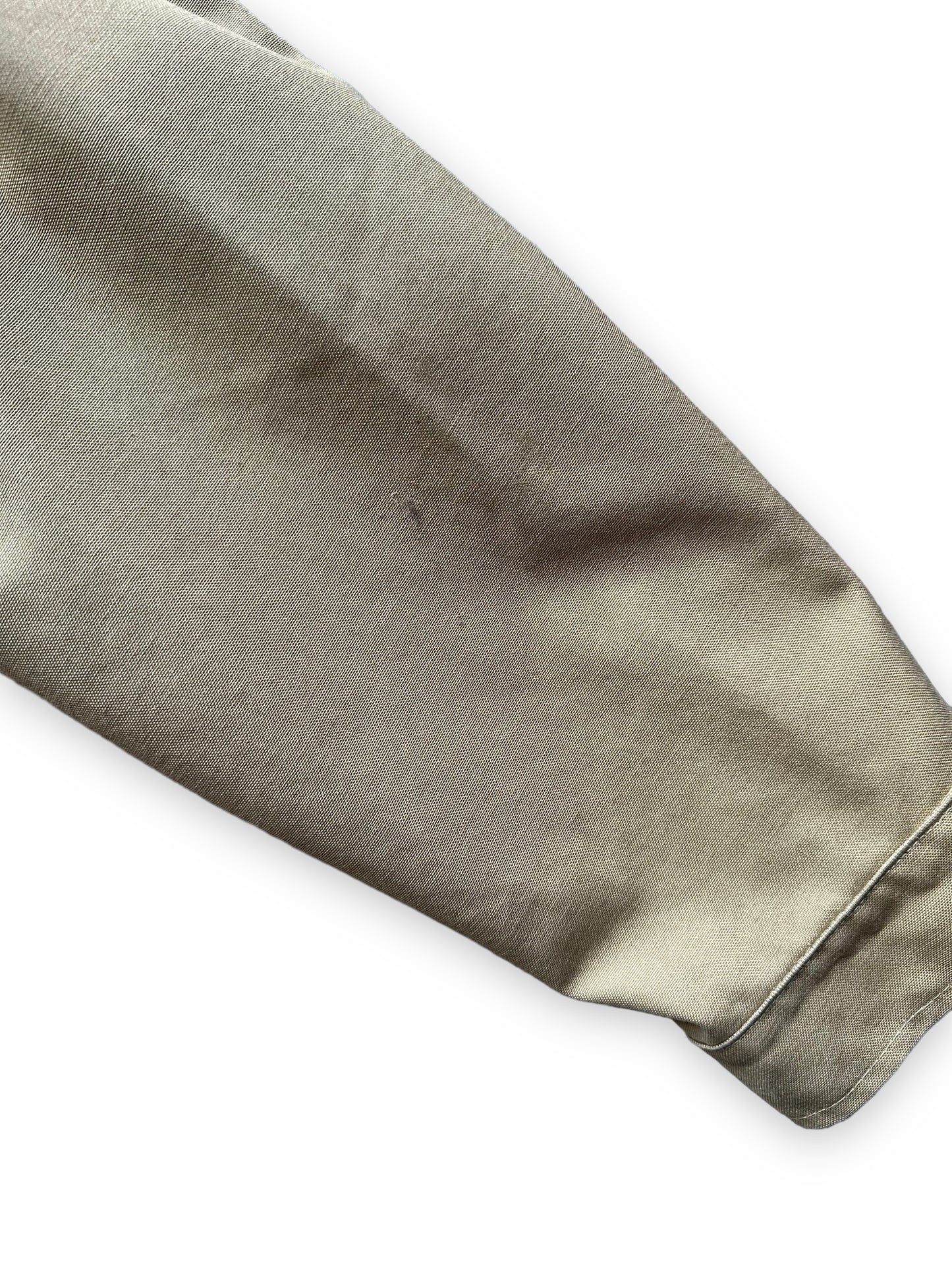 Small Blemishes on Left Sleeve of Vintage Filson Dry Finish Unlined Timberline Jacket SZ XL | Vintage Filson Workwear Seattle