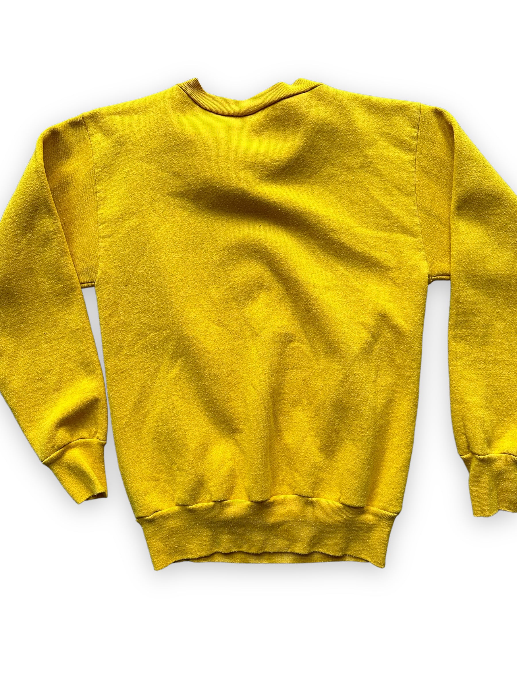 Rear Detail on Vintage Yellow Wyoming Crewneck Sweatshirt SZ M | Vintage Crewneck Sweatshirt Seattle | Barn Owl Vintage Seattle