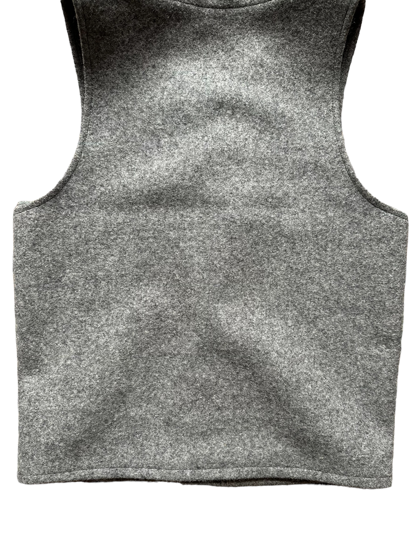 Lower Rear View  of Vintage Filson Mackinaw Vest SZ 36 |  Grey Wool Vest | Seattle Vintage Workwear