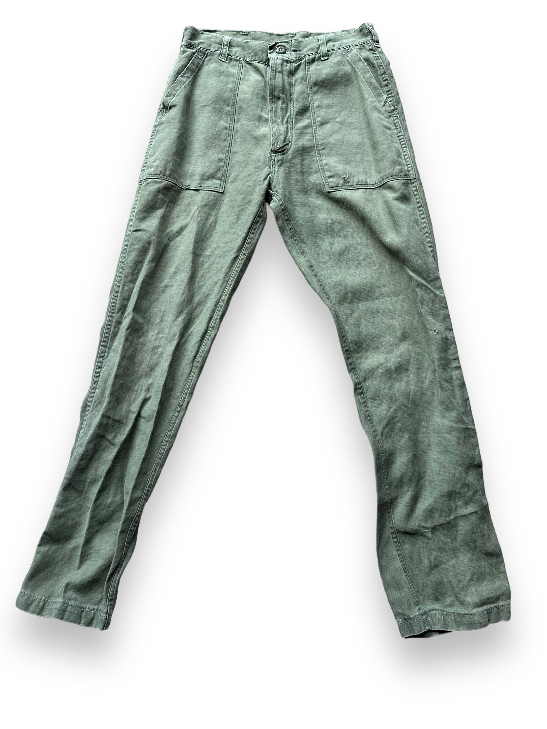 Front View of Vintage Sateen OG-107's W30 L32.5 | Vintage Viet Nam Era Baker Pants Seattle | Barn Owl Vintage Workwear