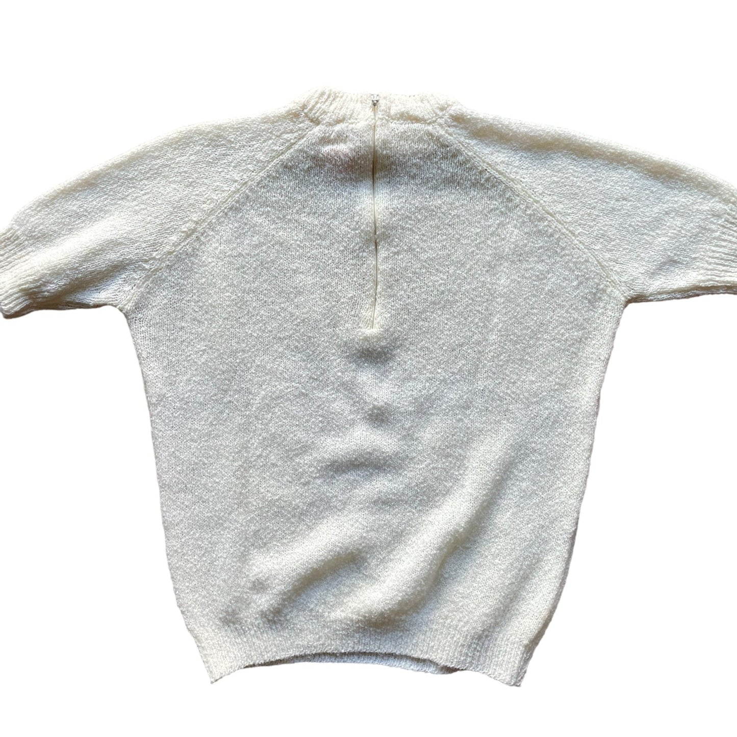 Full back view of Vintage 1950s Pendleton Short Sleeve Sweater Sz M-L