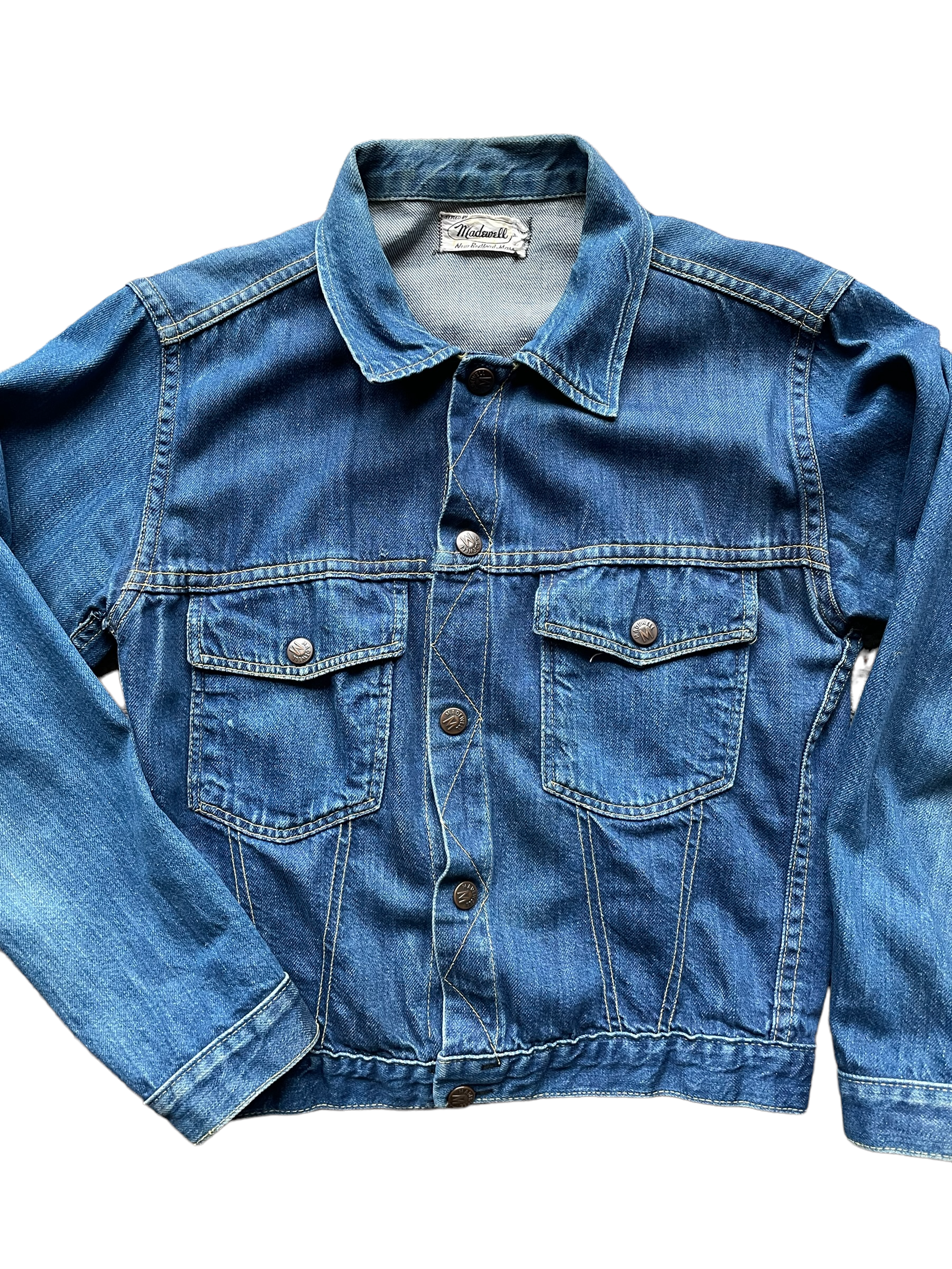 Front Cropped View of Vintage Madewell Selvedge Denim Jacket | Barn Owl Vintage | Seattle Vintage Workwear Clothing
