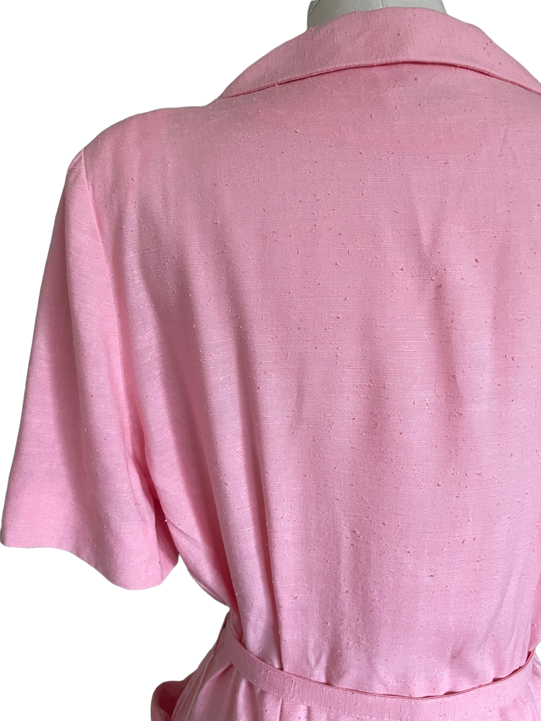 Vintage 1950s Deadstock Lordleigh Light Pink Silk and Rayon Dress SZ M |  Barn Owl Vintage | Seattle Vintage Dresses Rear left shoulder view