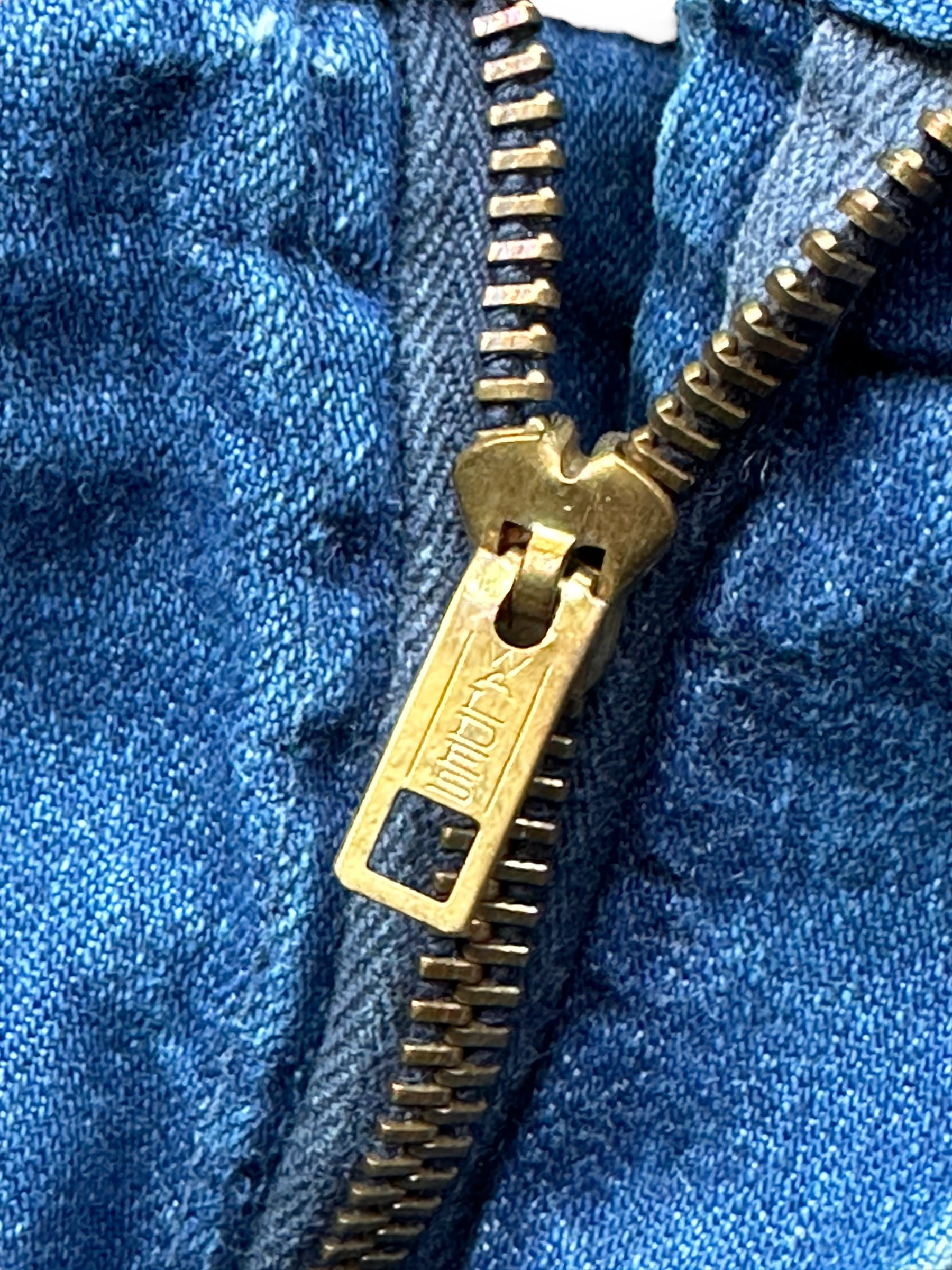 Zipper View on Vintage 70s Era Sailor Denim with Repairs W36 | Vintage Denim Swabbie Pants Seattle | Barn Owl Vintage Workwear