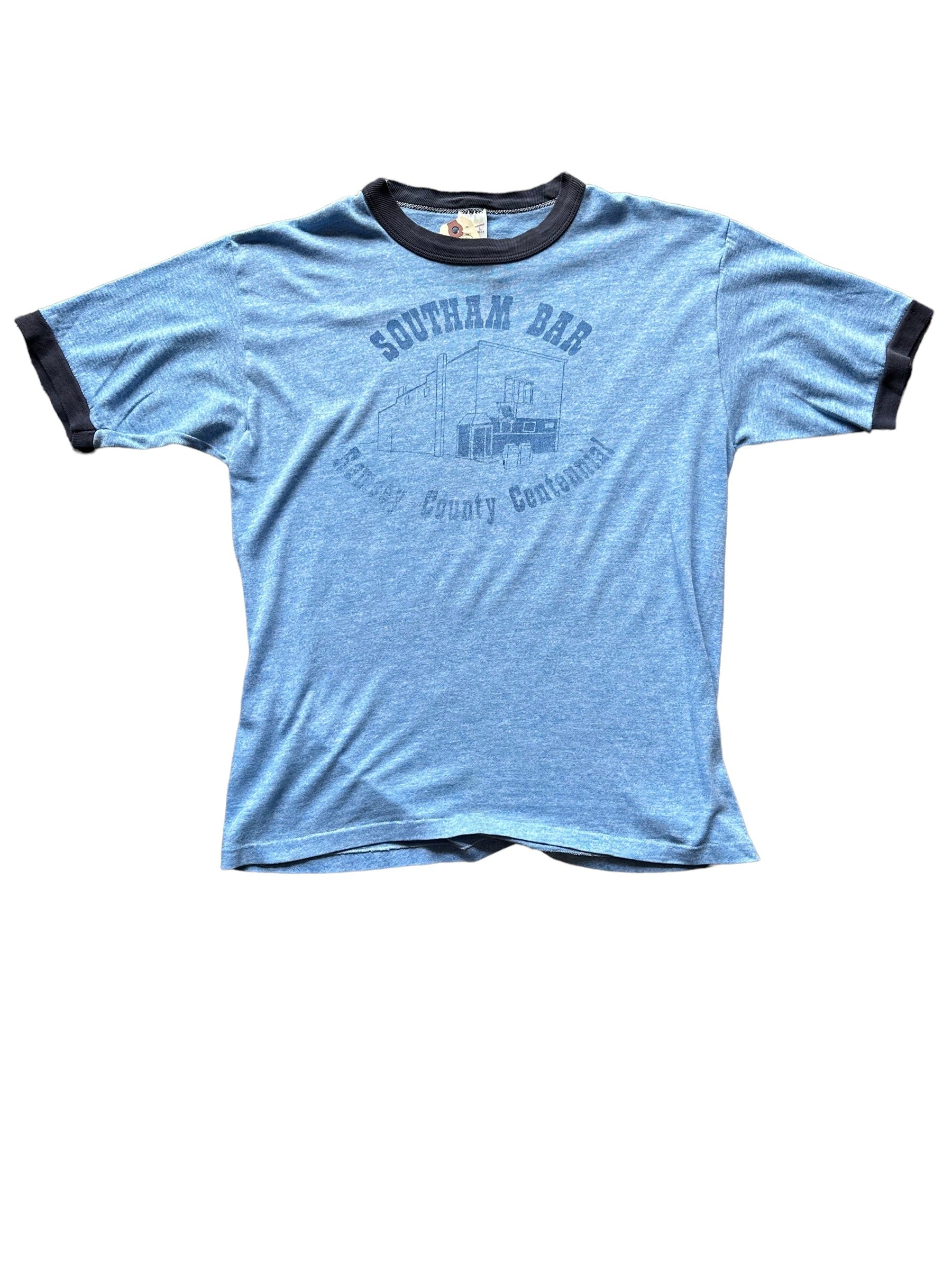 Front View of Vintage Southam Bar Ringer T Shirt SZ Large |  Vintage Bar Tee Seattle | Barn Owl Vintage