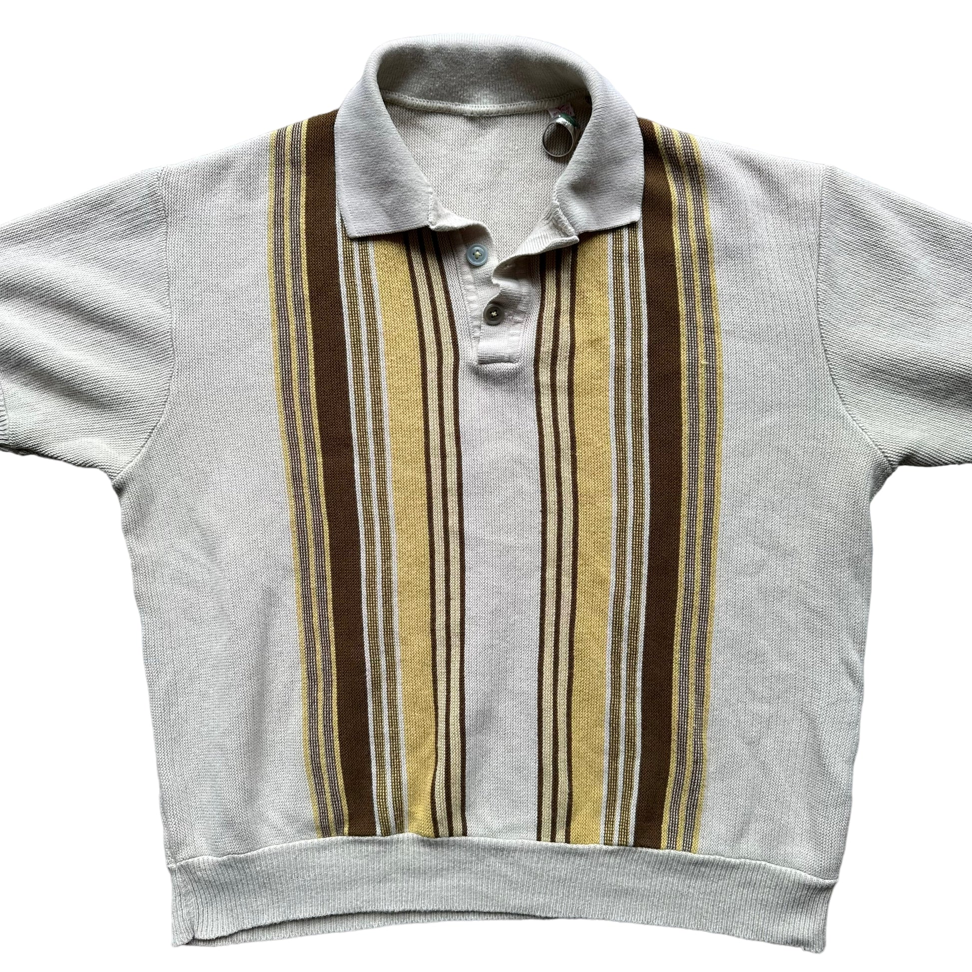 Front Detail on Vintage 100% Orlon Acrylic 60s Sweater Shirt SZ M | Vintage Sweater Shirt Seattle | Barn Owl Vintage Seattle