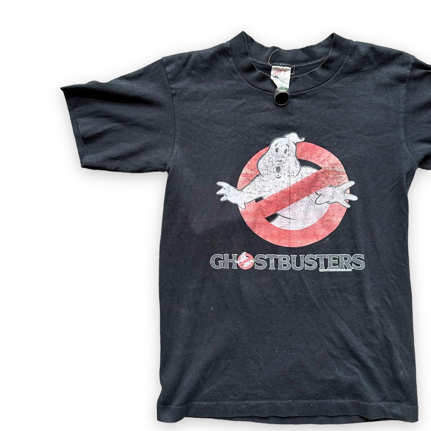 Front Right View of Vintage Hef-T Ghostbusters Tee SZ S |  Barn Owl Vintage | Vintage Movie Tees Seattle