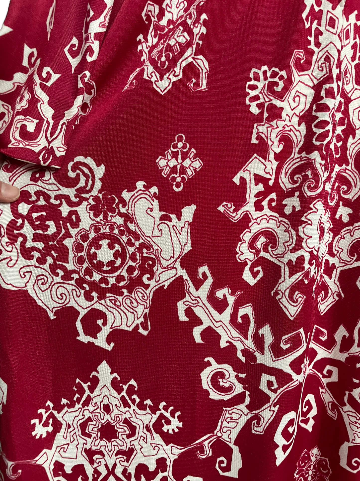 Close up of pattern ofVintage 1960s Don Manuel Maxi Dress SZ L | Barn owl Vintage | Seattle Vintage Dresses