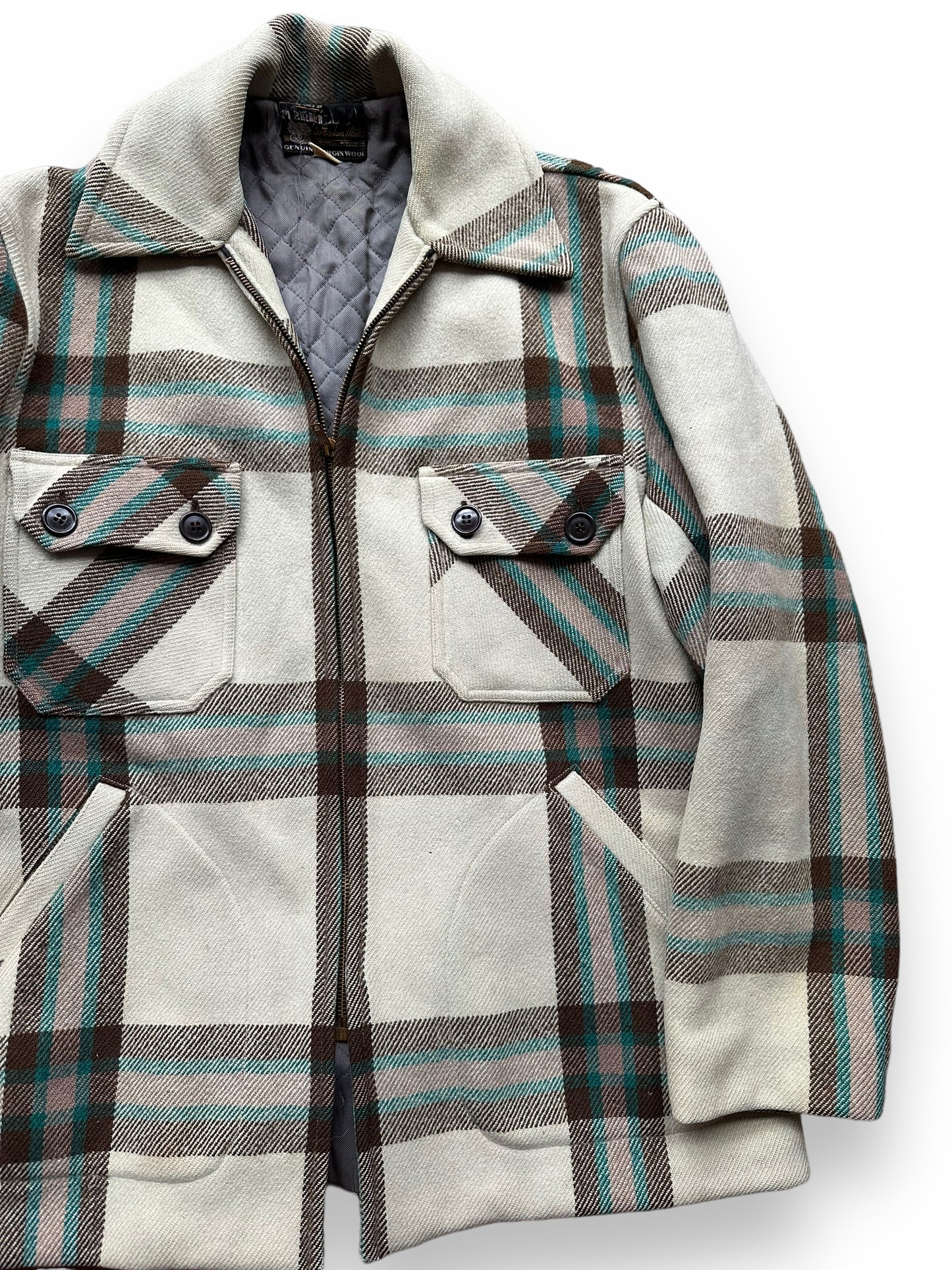Front Left View of Vintage Merrill Woolen Mills Jacket SZ L |  Barn Owl Vintage Goods | Vintage Wool Coat Seattle