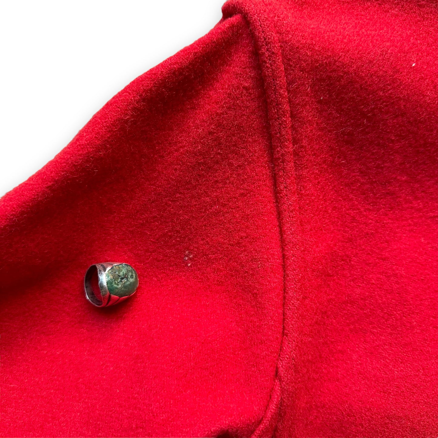 Small Blemish On Rear Left Sleeve of NOS Filson Scarlet Mackinaw Cruiser SZ 40 |  Deadstock Filson Scarlet Cruiser | Vintage Workwear Seattle
