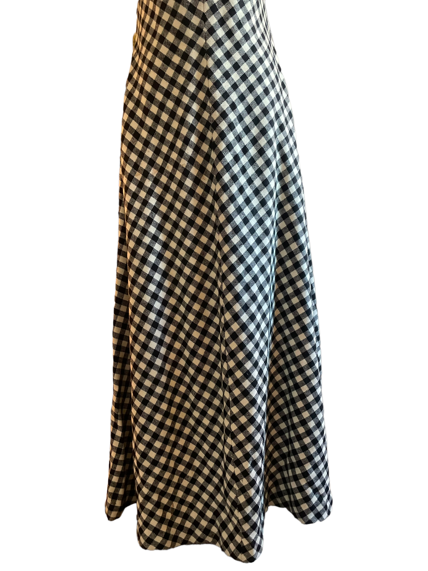 View of front skirt of Vintage 1960s Nordstroms Best Wool Maxi Dress SZ M |  Barn Owl Vintage | Seattle Vintage Dresses