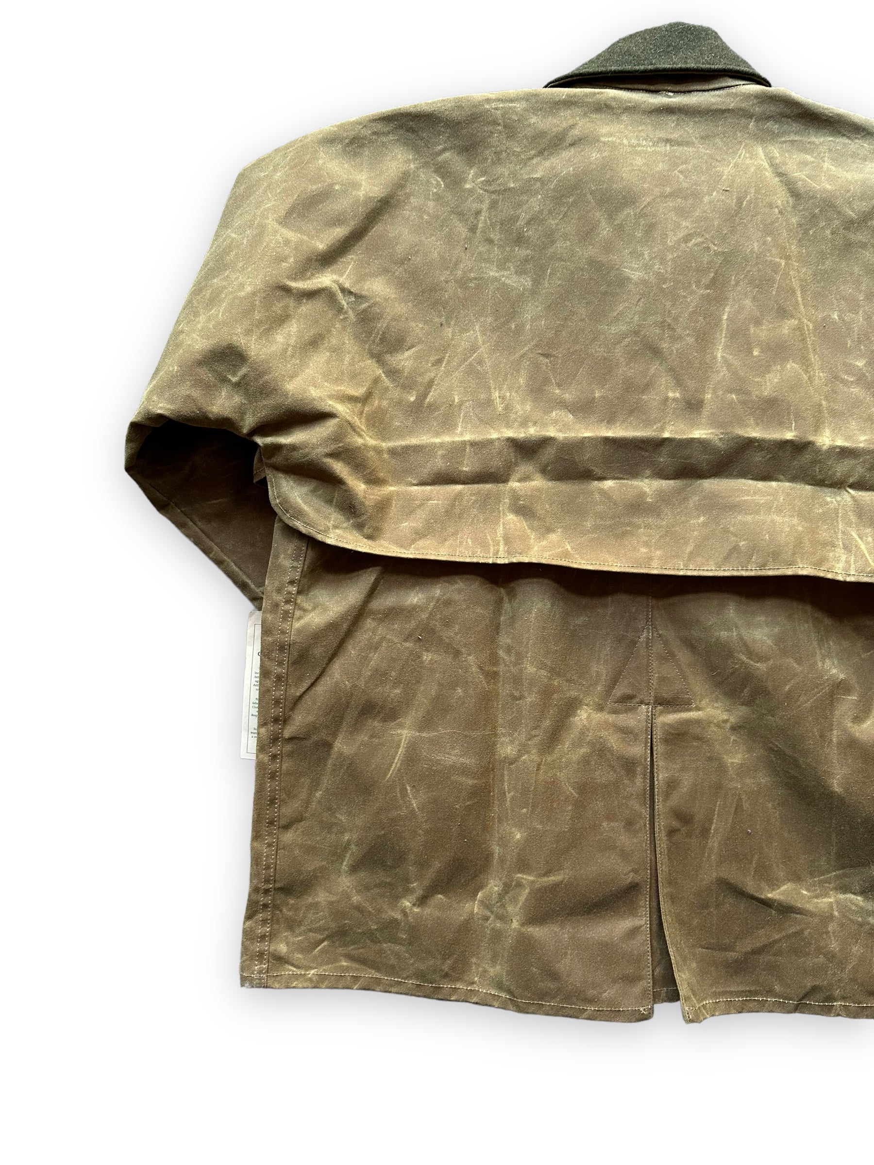 Rear Left View of NWT Filson Tin Packer Coat SZ XL |  Barn Owl Vintage Goods Filson | Vintage Filson Tin Cloth Workwear Seattle