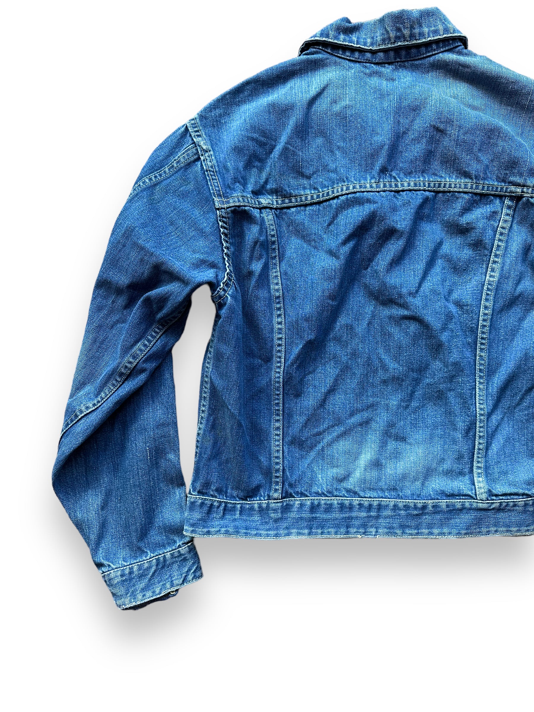 Left Rear View of Vintage Montgomery Ward 101 Selvedge Denim Jacket SZ S | Vintage Jean Jacket Seattle | Seattle Vintage Denim