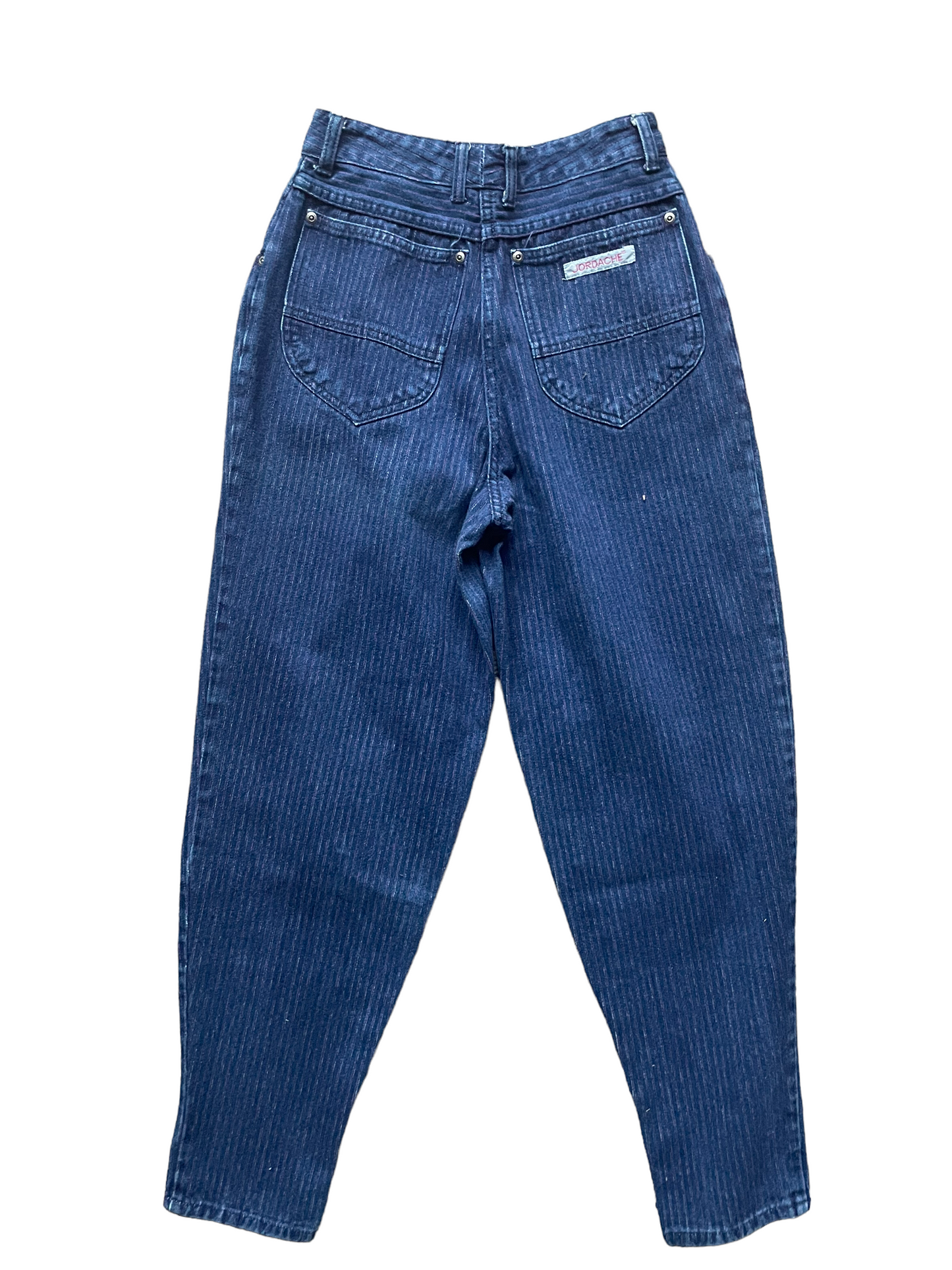 Full back view of Vintage 1980s Ladies Purple Pinstripe Jordache Jeans | Barn Owl Seattle | Vintage Ladies Jeans and Denim