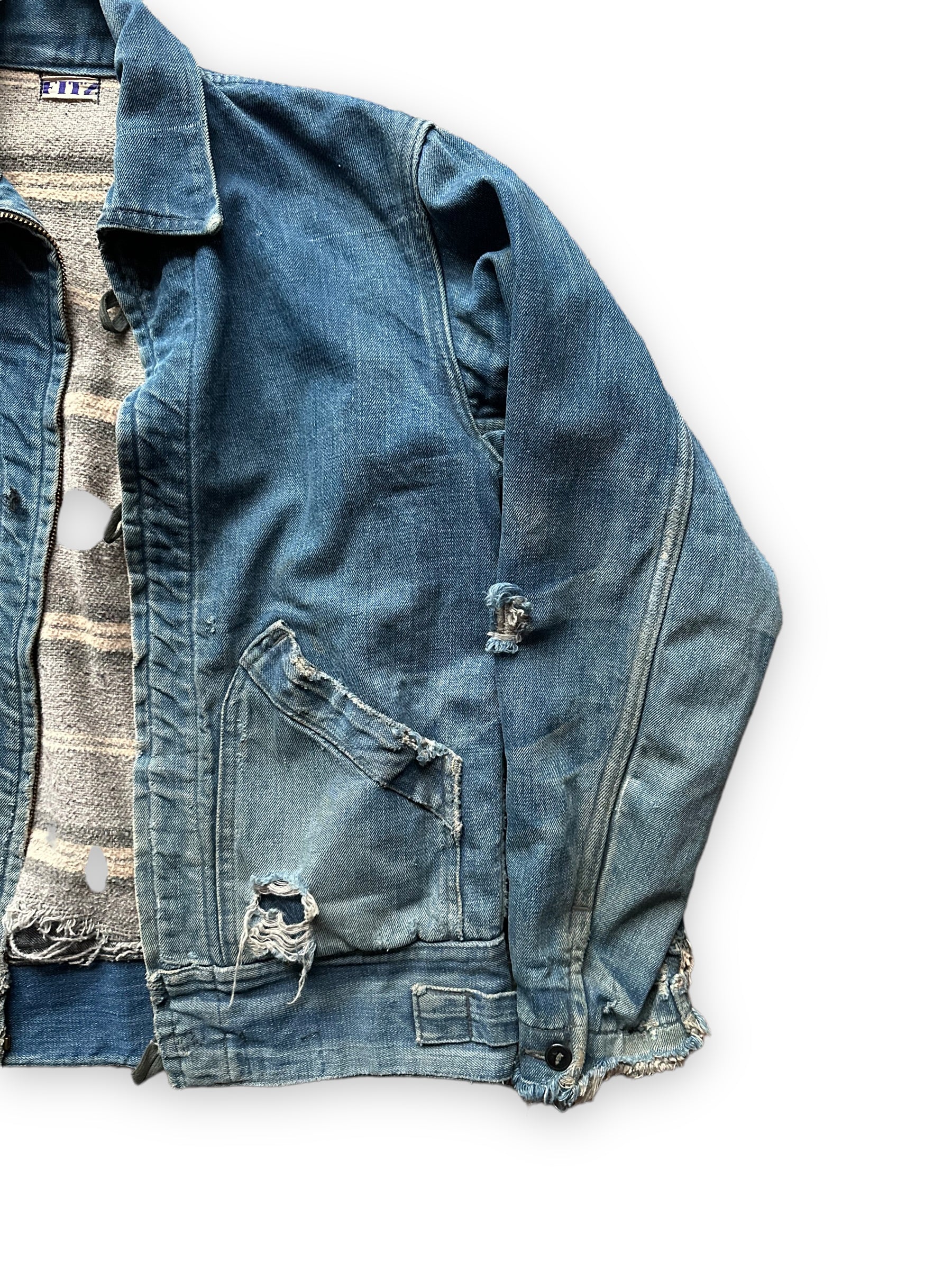 Front Left View of Clasps on Vintage Blanket Lined Fitz Denim Jacket | Seattle Vintage Workwear Clothing | Barn Owl Vintage