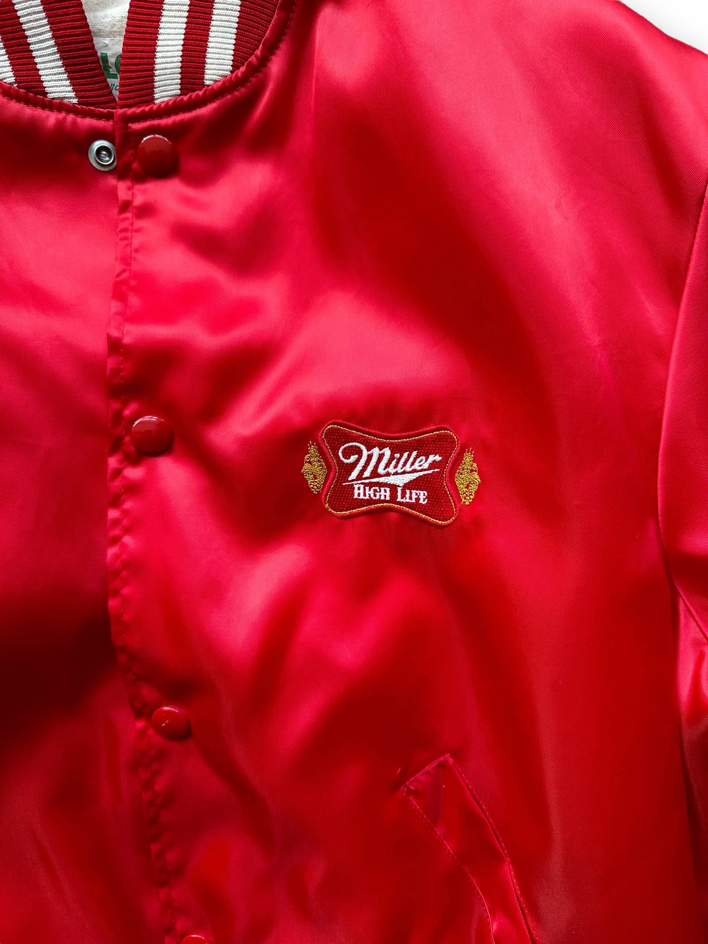 Miller High Life Badging on Vintage 1980's Miller Light Store Jacket SZ SM | Vintage Miller Coaches Jacket | Seattle Vintage Clothing