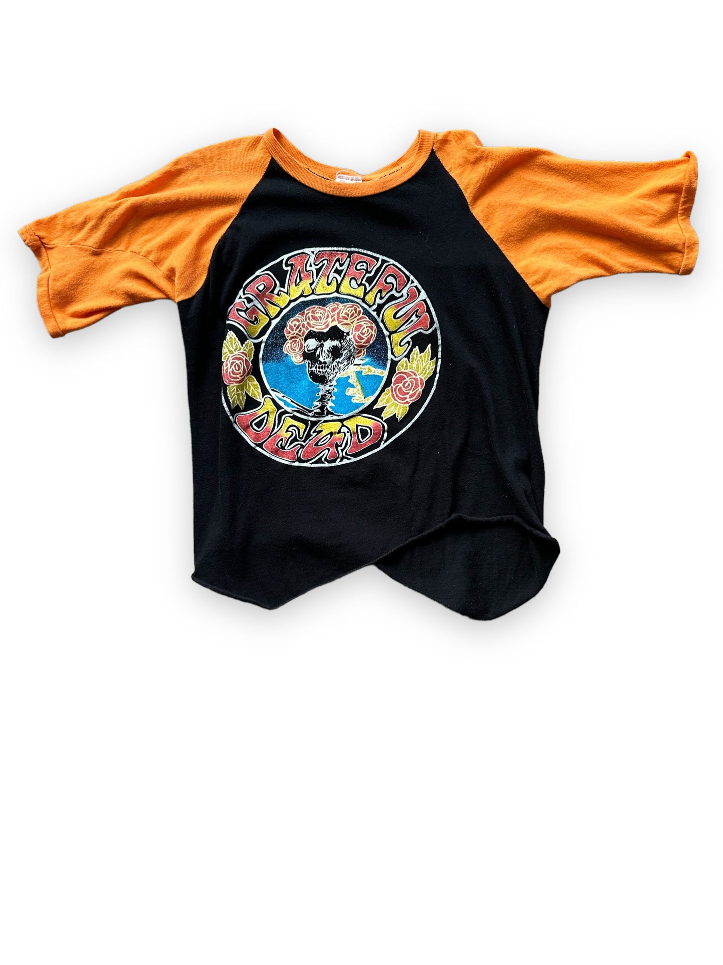 Front View of Vintage Grateful Dead Two-Sided Raglan Tee SZ M  |  Vintage Grateful Dead Tee Seattle | Barn Owl Vintage