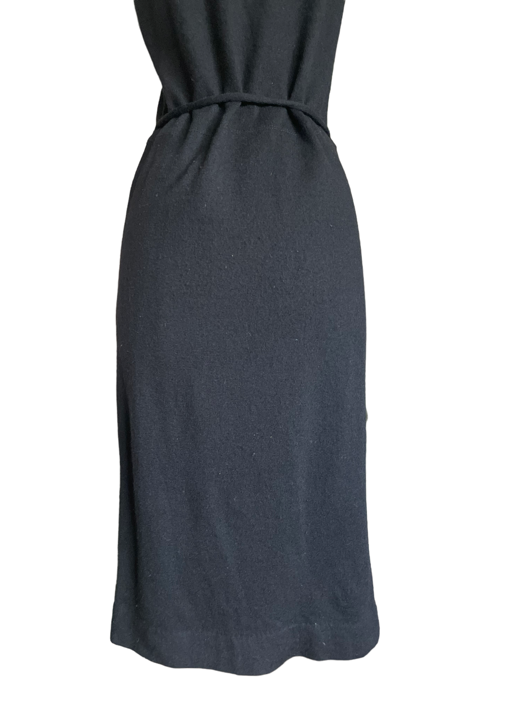 Vintage 1960s Jantzen Black Wool Dress SZ M |  Barn Owl Vintage | Seattle Vintage Dresses Back lower view.