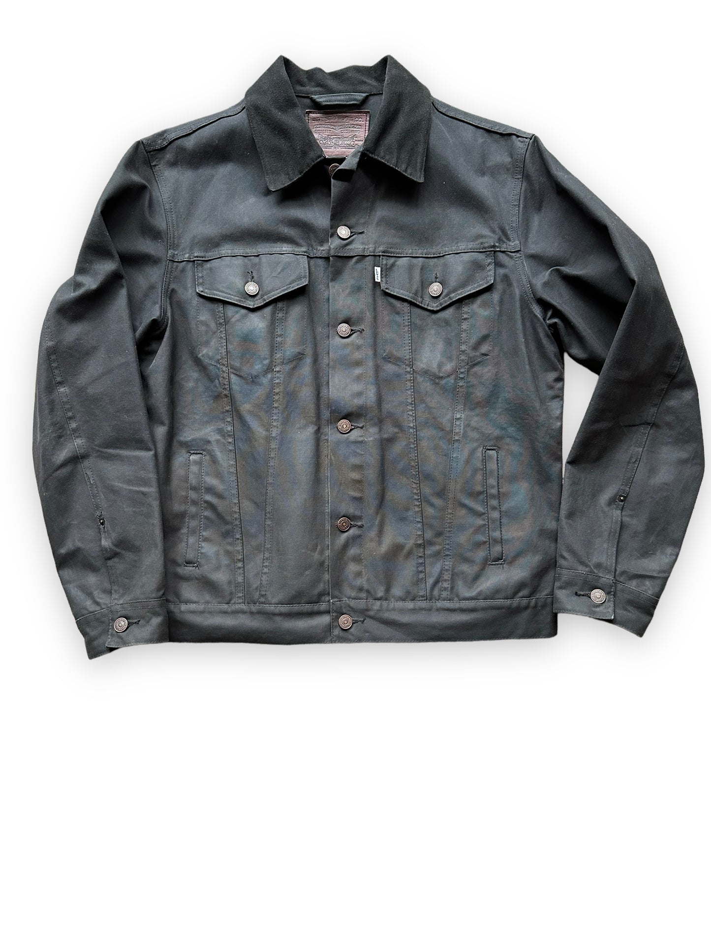 Front View of Black Levis X Filson Type III Trucker Jacket SZ XL |  Filson Levis Trucker Jacket | Vintage Workwear Seattle