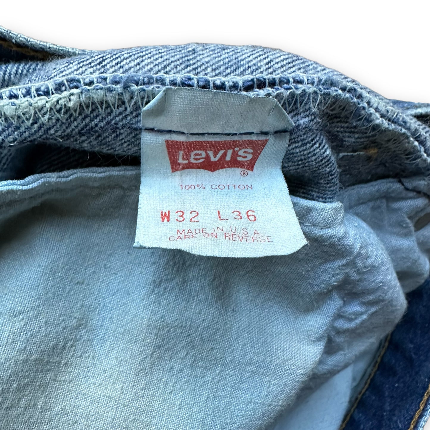 Made in the USA Tag on Vintage Made in the USA Levis 501s W30 L34 | Vintage Denim Seattle | Barn Owl Vintage Workwear