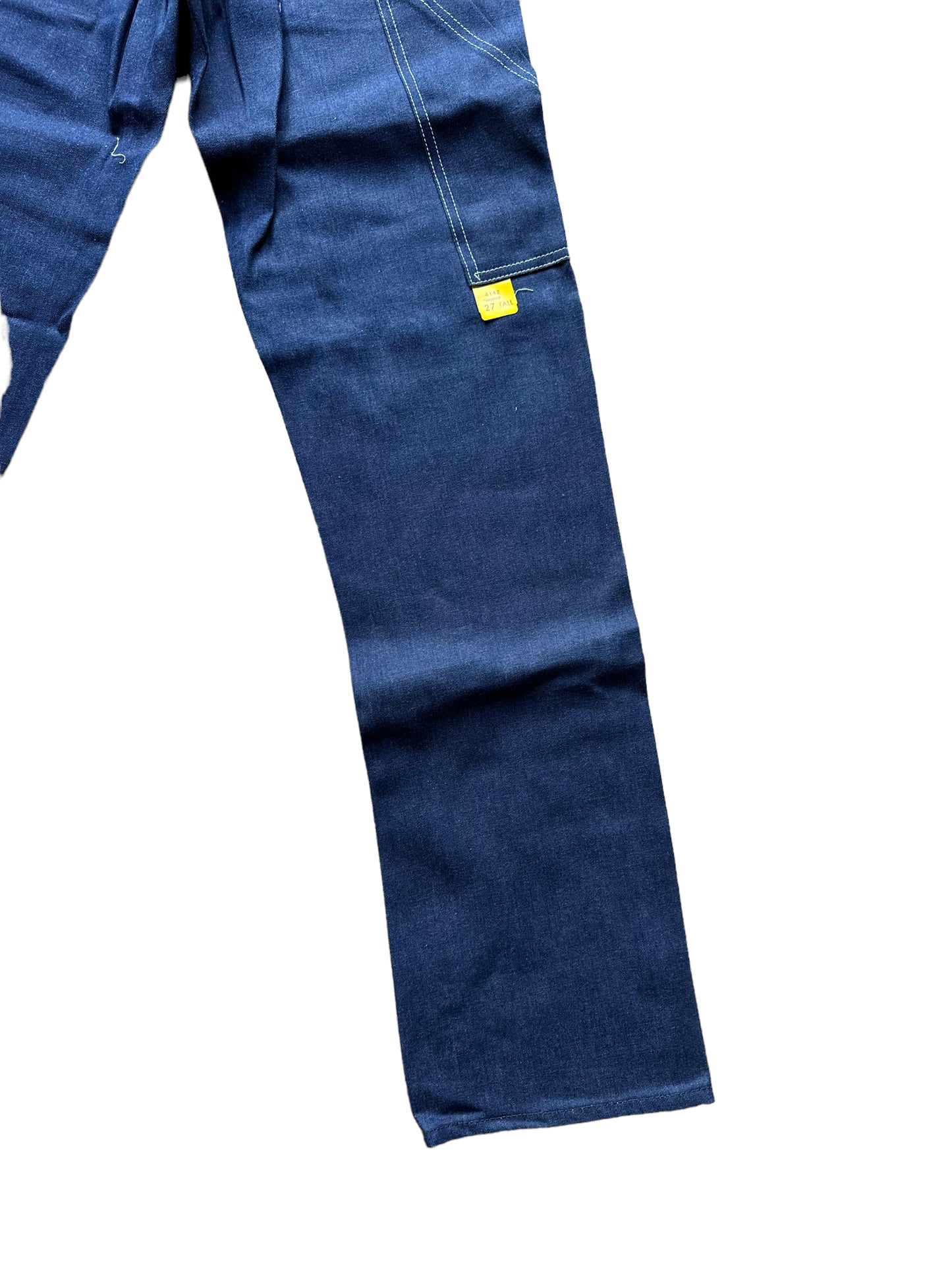 Rear Right Leg View on Deadstock Vintage Carter's Carpenter Jeans W27 L34 | Vintage Workwear Seattle | Barn Owl Vintage Clothing