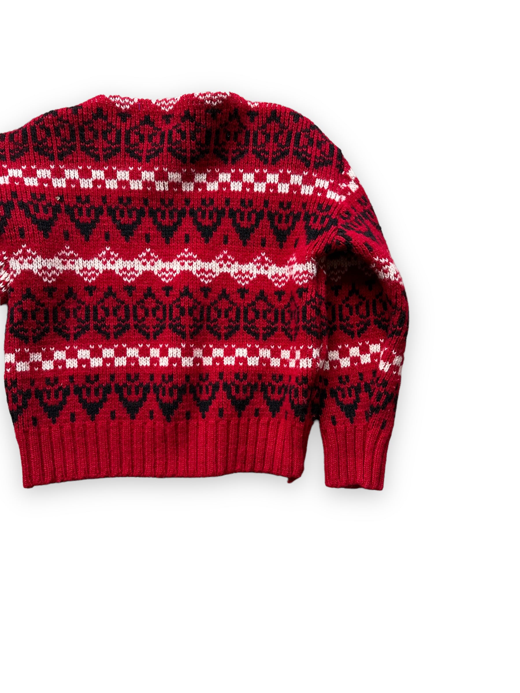 Rear Right Detail on Vintage Palmett Norwegian Wool Sweater SZ L | Barn Owl Vintage Seattle | Seattle Vintage Clothing