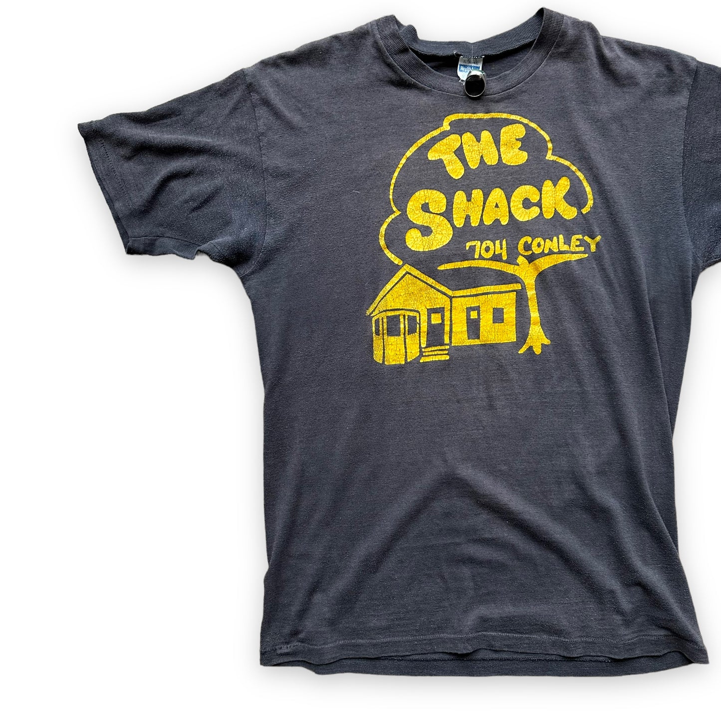 Front Right View of Vintage Columbia Missouri Institution The Shack Tee SZ XL |  Vintage MU Single Stitch Tee | Barn Owl Vintage