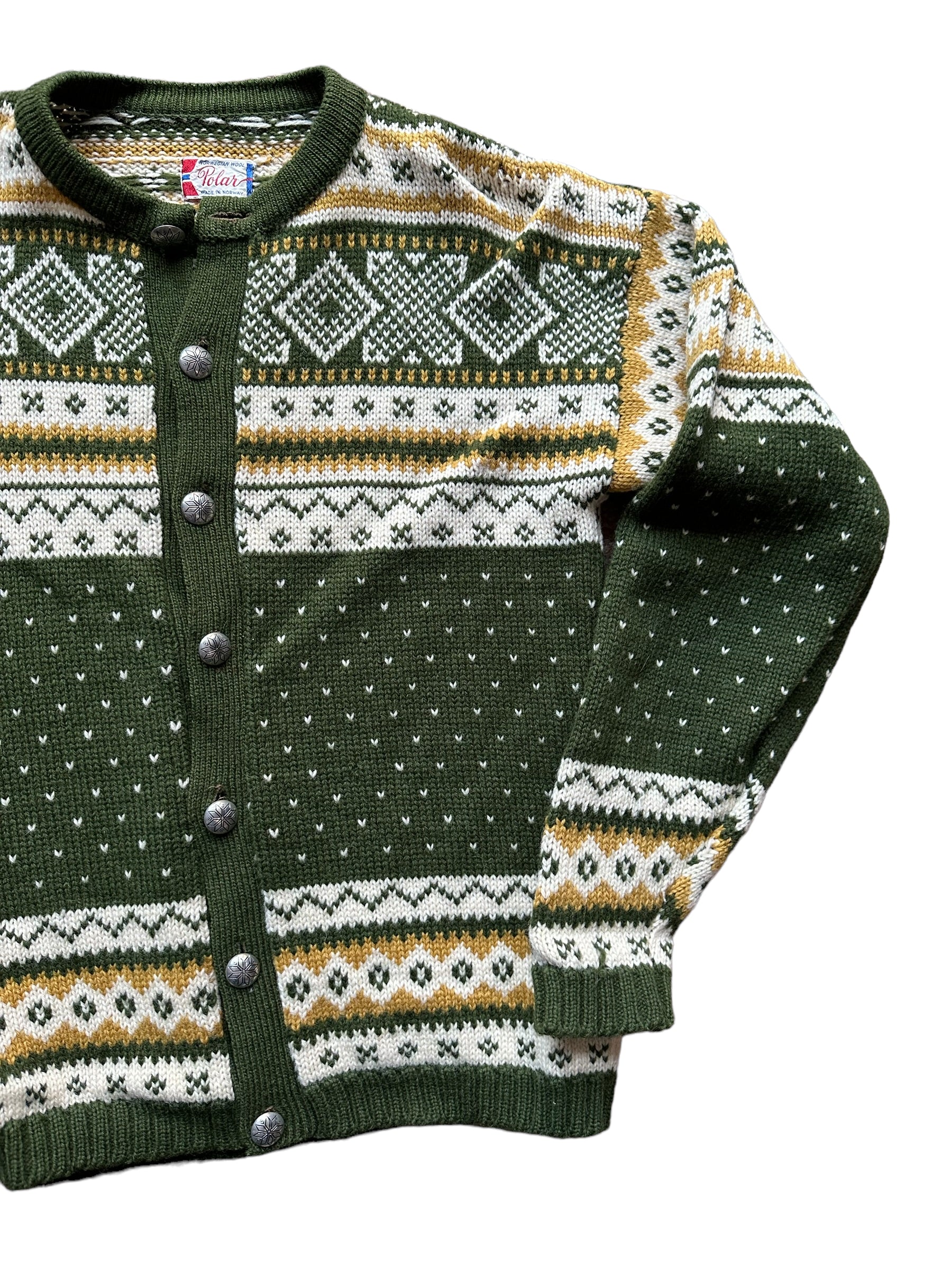 Front Left View of Vintage Polar Brand Norwegian Wool Sweater SZ M |  Vintage Norwegian Sweaters Seattle | Barn Owl Vintage Seattle