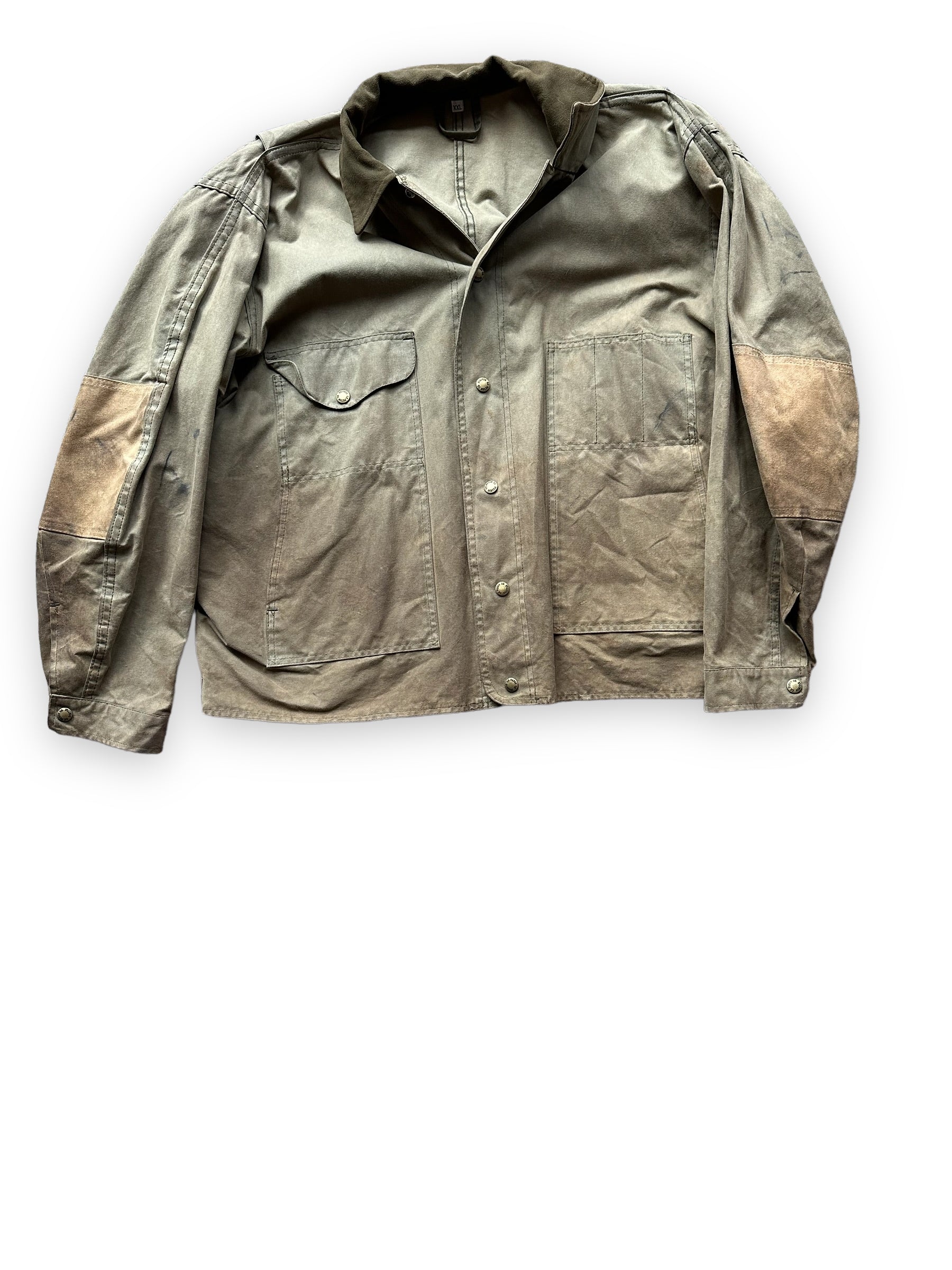 Front View of Filson Tin Cloth Shooting Jacket Style 420 SZ XXL |  Barn Owl Vintage Goods | Vintage Workwear Seattle