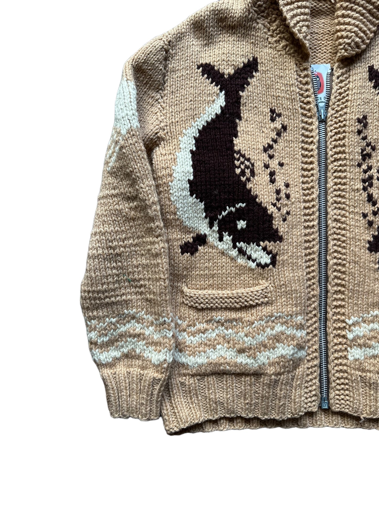 Vintage Wool Cowichan Style Salmon Sweater | Seattle Vintage Clothing |. Barn Owl Vintage Seattle