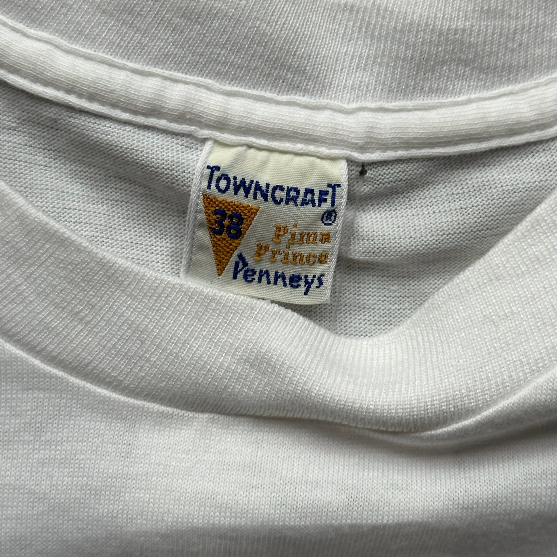 Tag View of Vintage Penneys Towncraft Pima Pride Blank Tee Shirt SZ 38 | Vintage Blank Tees Seattle | Vintage T-Shirts Seattle
