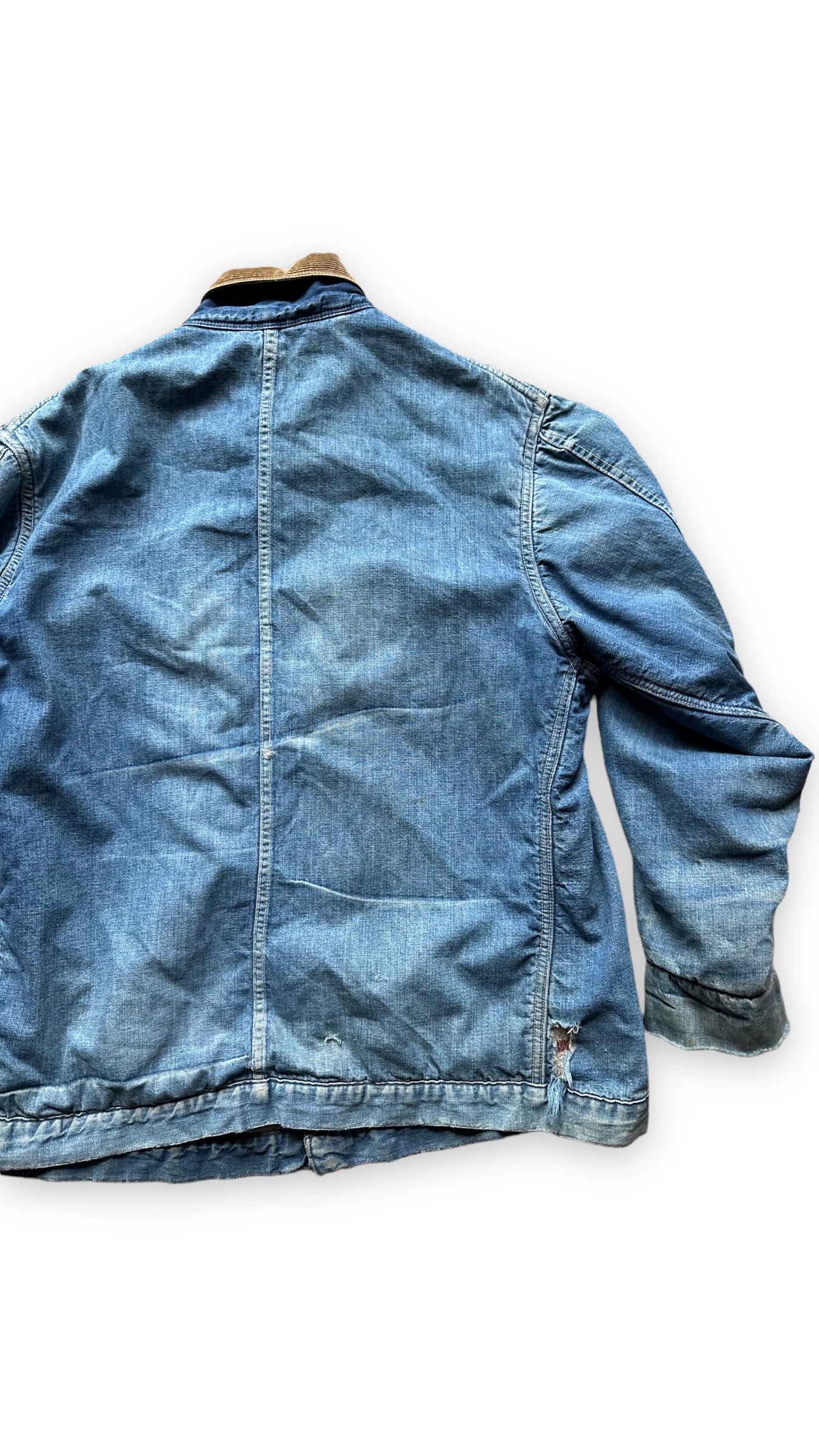 Rear Right View on Vintage K-Alls Brand Blanket Lined Denim Chore Jacket SZ XL | Seattle Vintage Workwear | Barn Owl Vintage