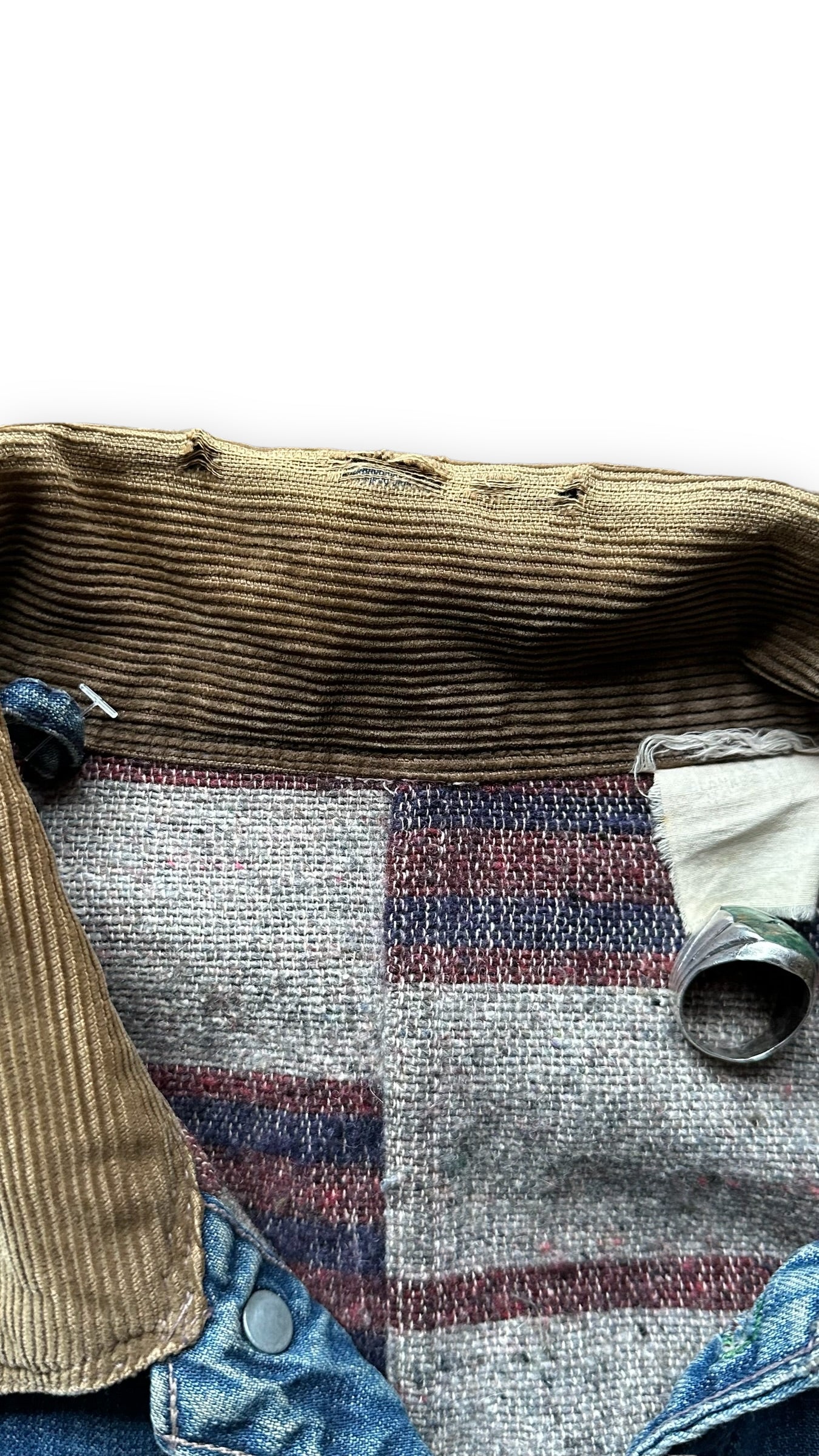 Corduroy Collar on Vintage K-Alls Brand Blanket Lined Denim Chore Jacket SZ XL | Seattle Vintage Workwear | Barn Owl Vintage