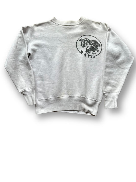 Front View of Vintage White Rams 1960's Era Crewneck Sweatshirt | Vintage Crewneck Seattle | Barn Owl Vintage Clothing