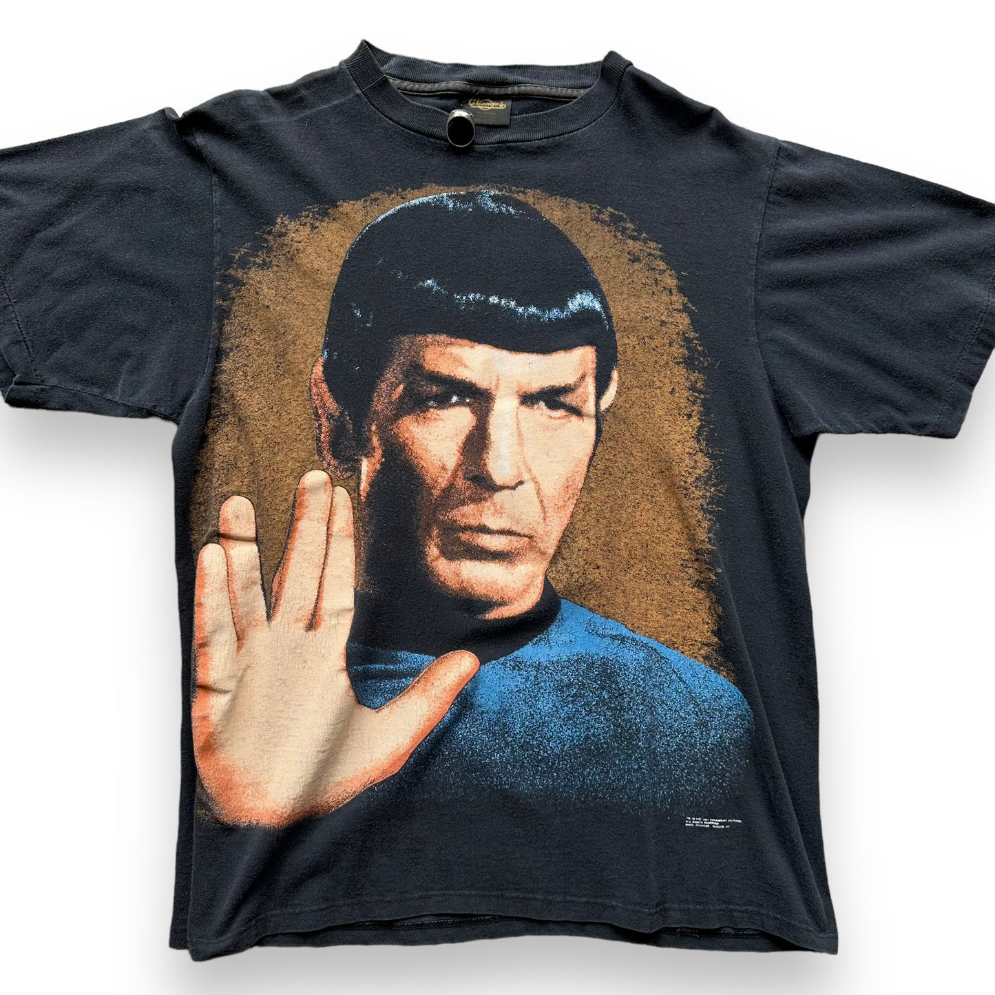 Front Detail on Vintage 1990's Star Trek Spock Tee SZ L | Vintage Single Stitch Star Trek T-Shirts Seattle | Barn Owl Vintage Tees Seattle
