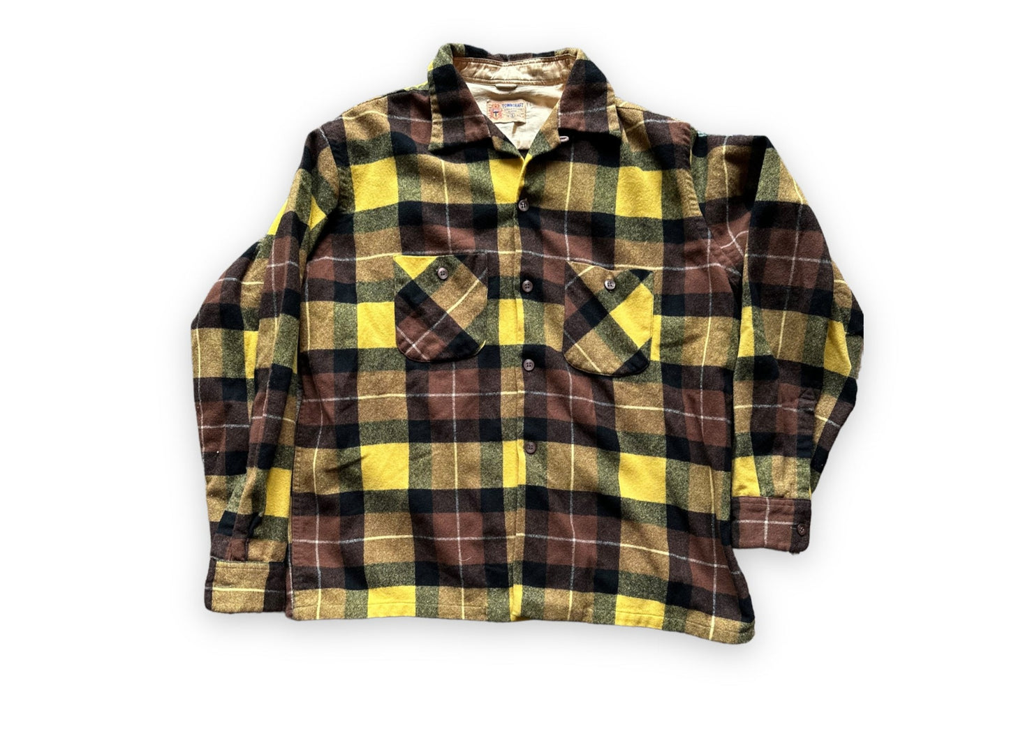 Front View of Vintage Brilliant Colored Towncraft Board Shirt | Vintage Wool Flannel Seattle | Barn Owl Vintage Clothing