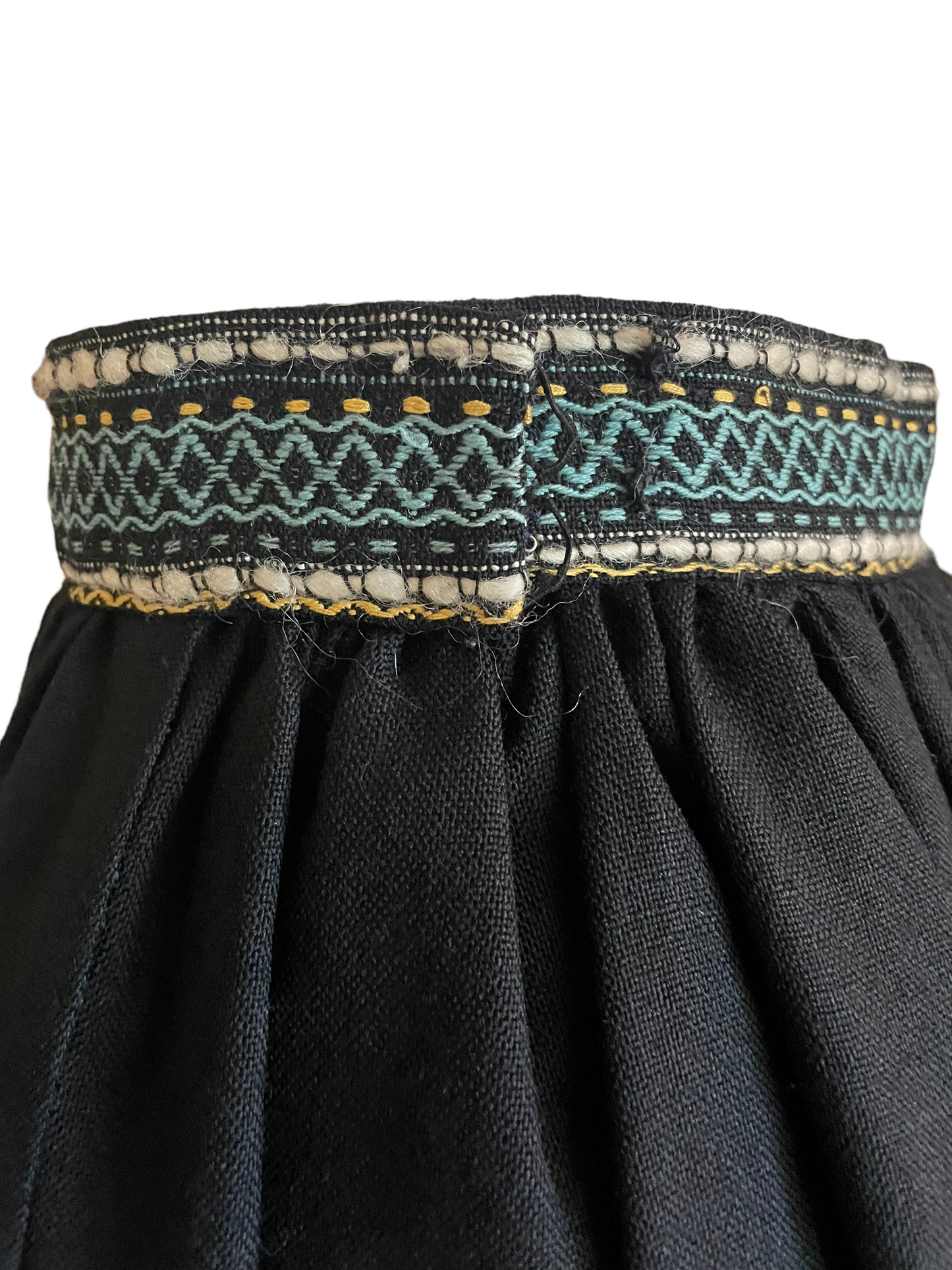 View of closure Vintage 1950s Embroidered Guatemalan Skirt | Barn Owl Seattle | Vintage Guatemalan Skirts