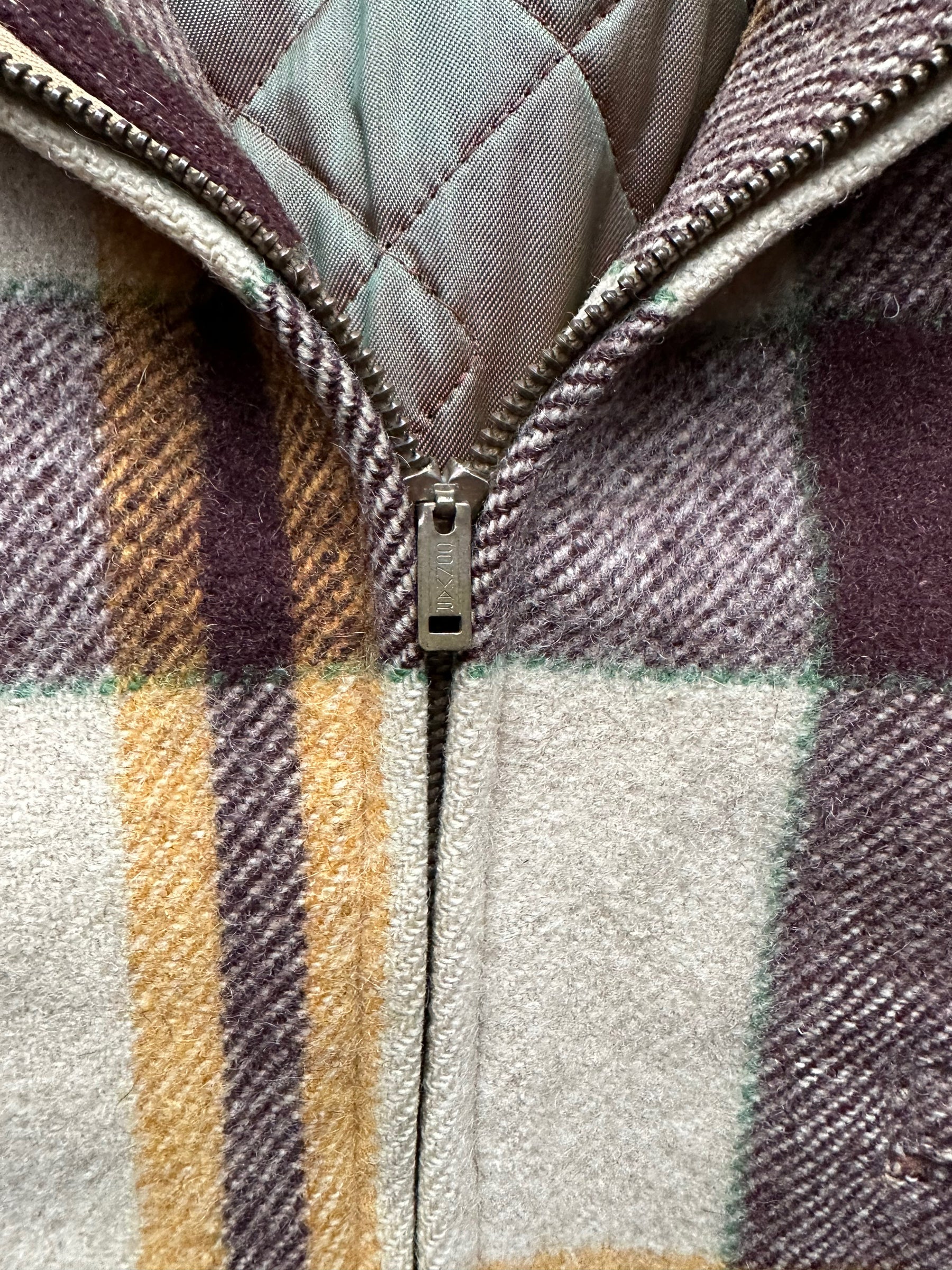 Zipper on Vintage Hercules Wool Jacket SZ XL |  Barn Owl Vintage Goods | Vintage Sears Wool Coat Seattle