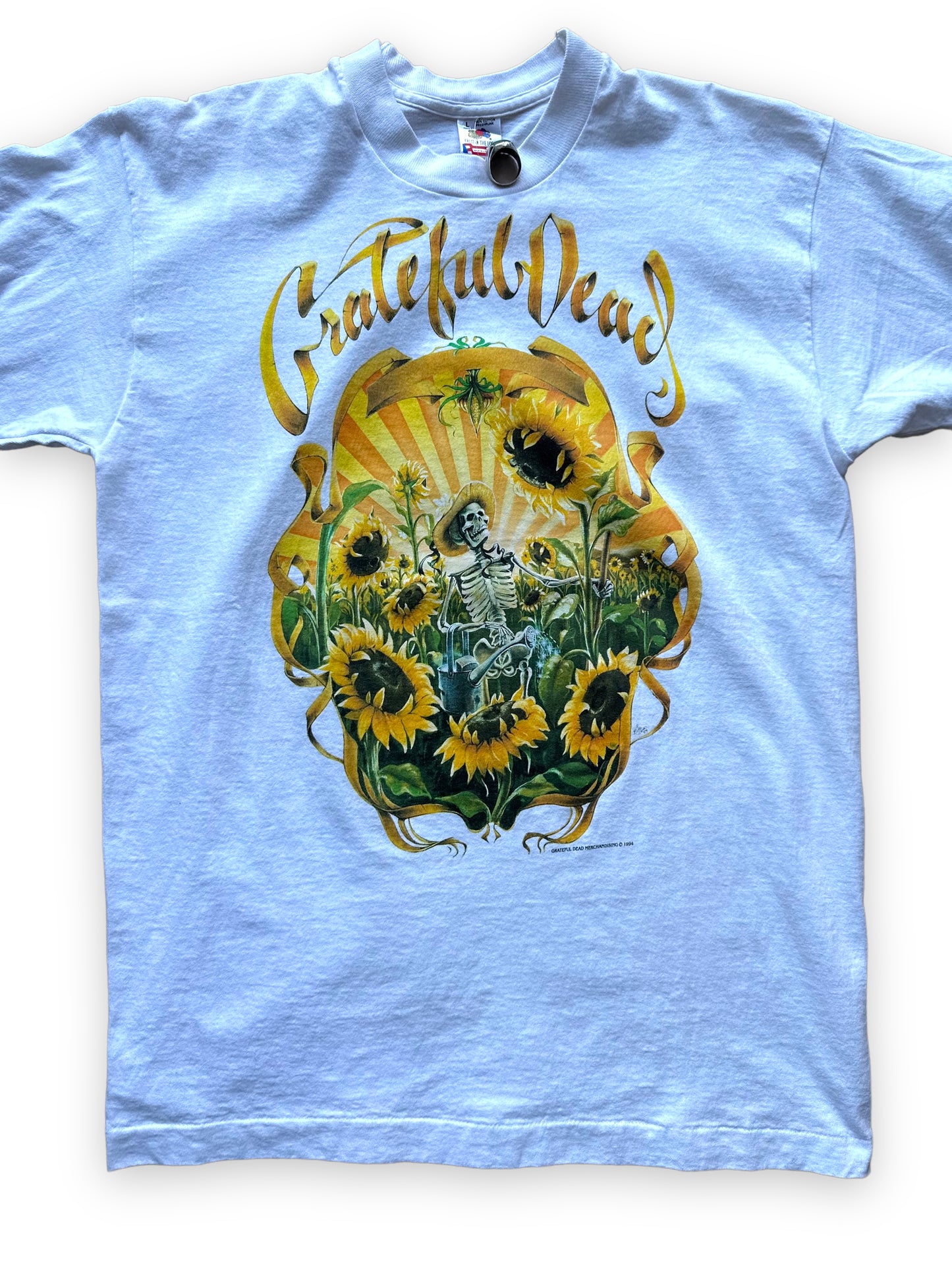 Front Detail on Vintage Single Stitch Grateful Dead 1994 Summer Tour Tee Sz L |  Vintage Grateful Dead Tee Seattle | Barn Owl Vintage