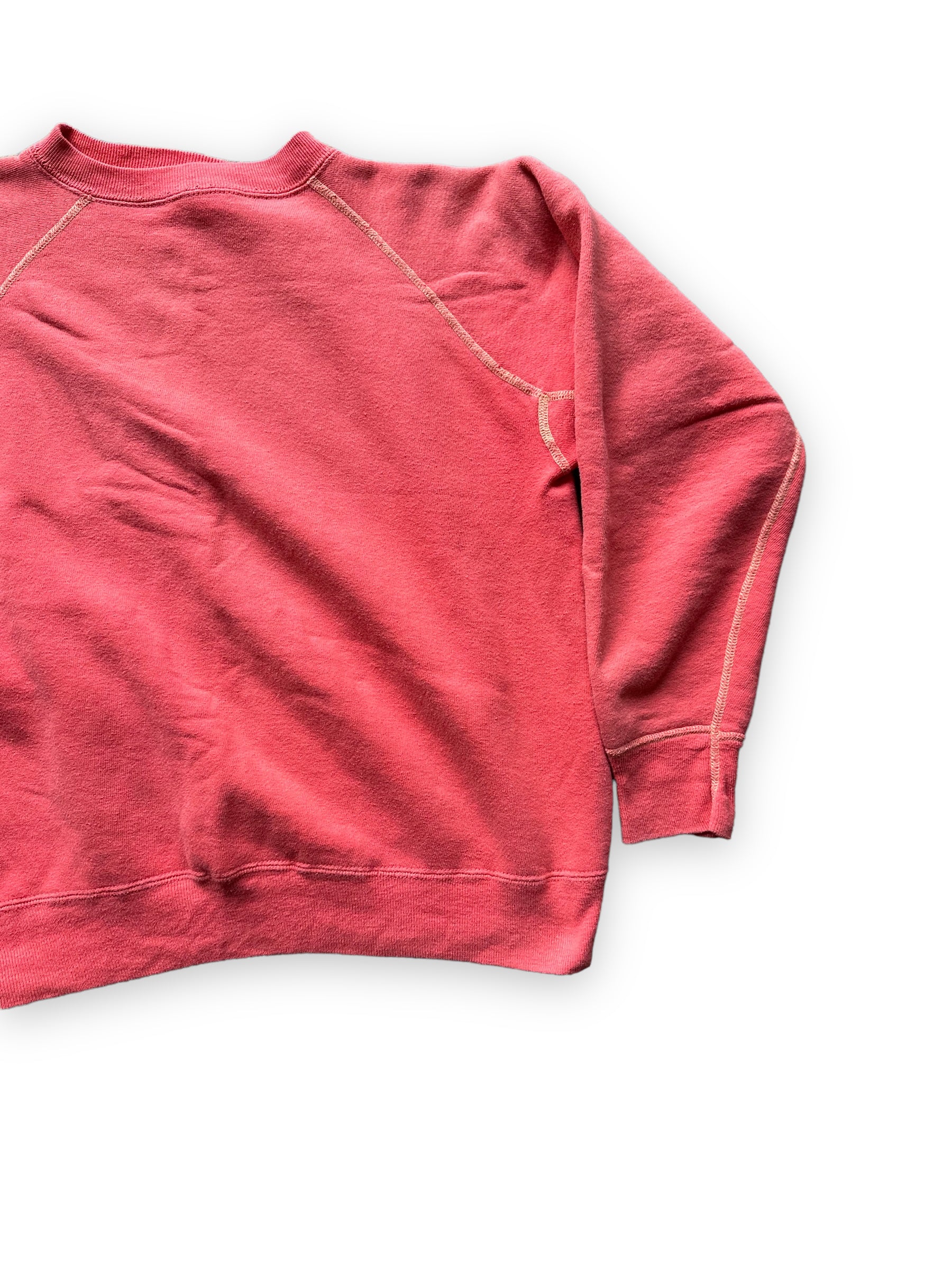 Rear Right View of Vintage Faded Red Crewneck Sweatshirt | Vintage Crewneck Sweatshirt Seattle | Barn Owl Vintage Clothing