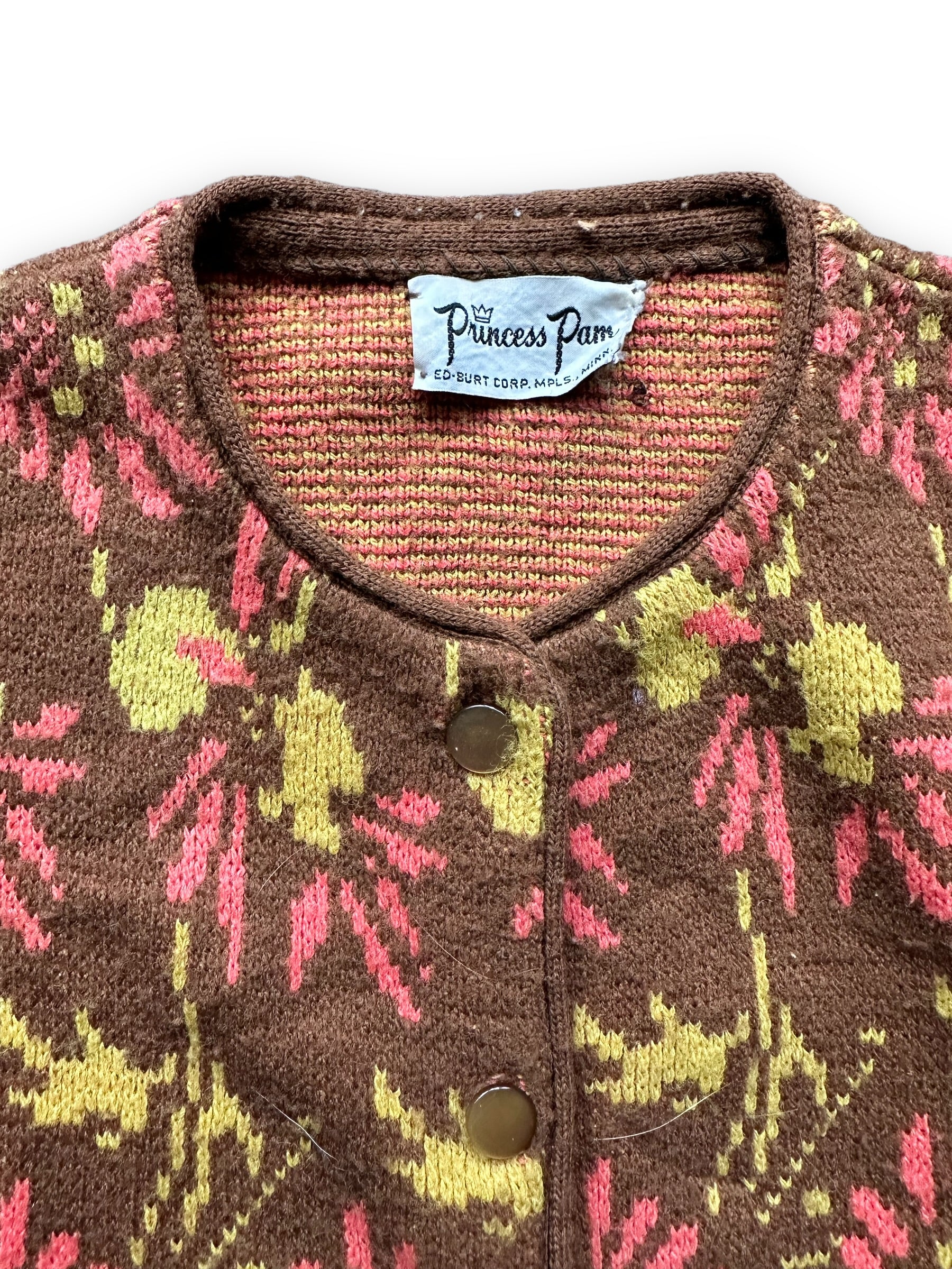 Tag View of Vintage Princess Pam Sweater SZ S |  Vintage Sweaters Seattle | Barn Owl Vintage Seattle