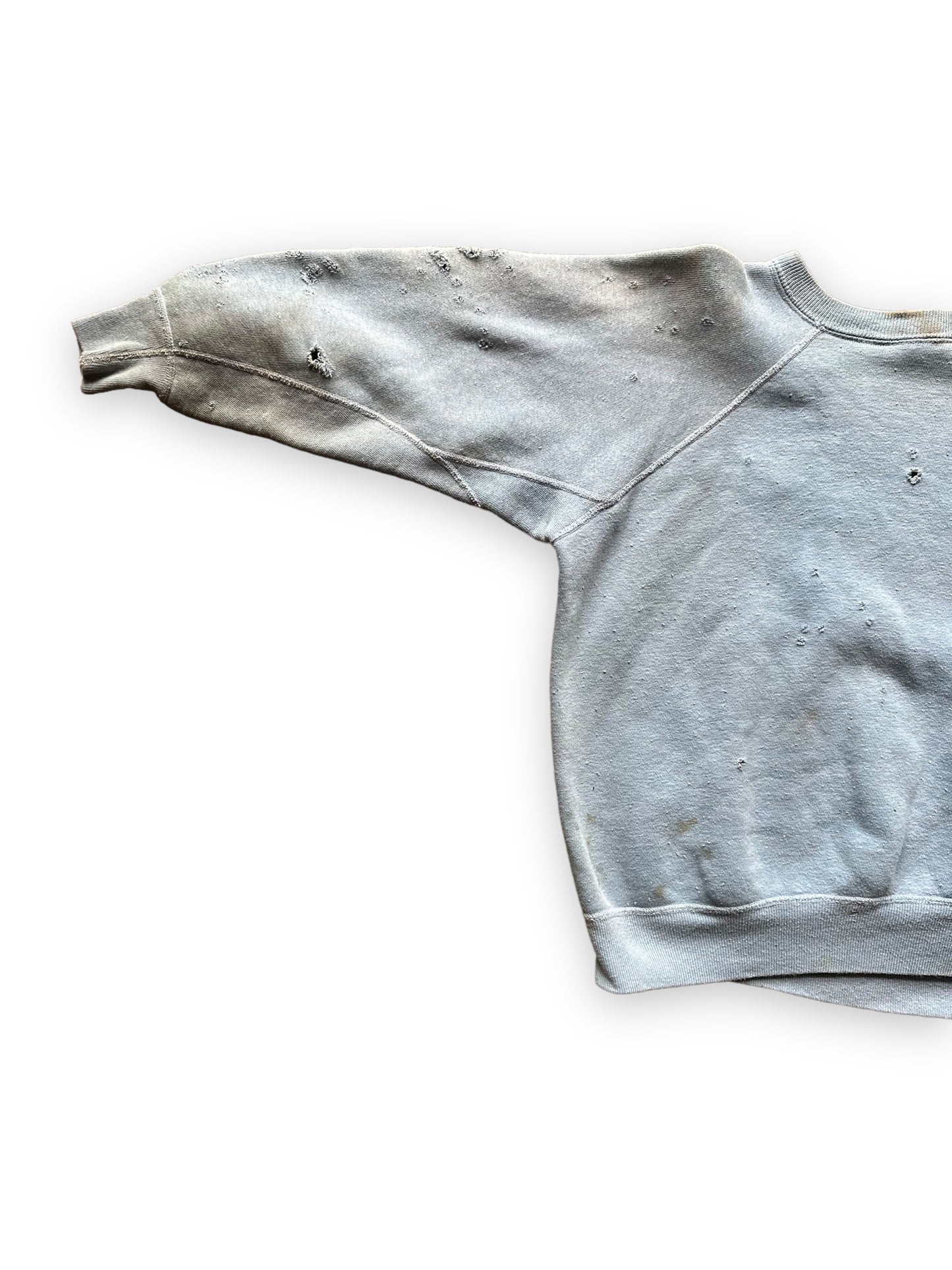 Rear Left Sleeve View on Vintage Distressed Cheley Camps Colorado Crewneck Sweatshirt | Vintage Crewneck Seattle | Barn Owl Vintage Clothing
