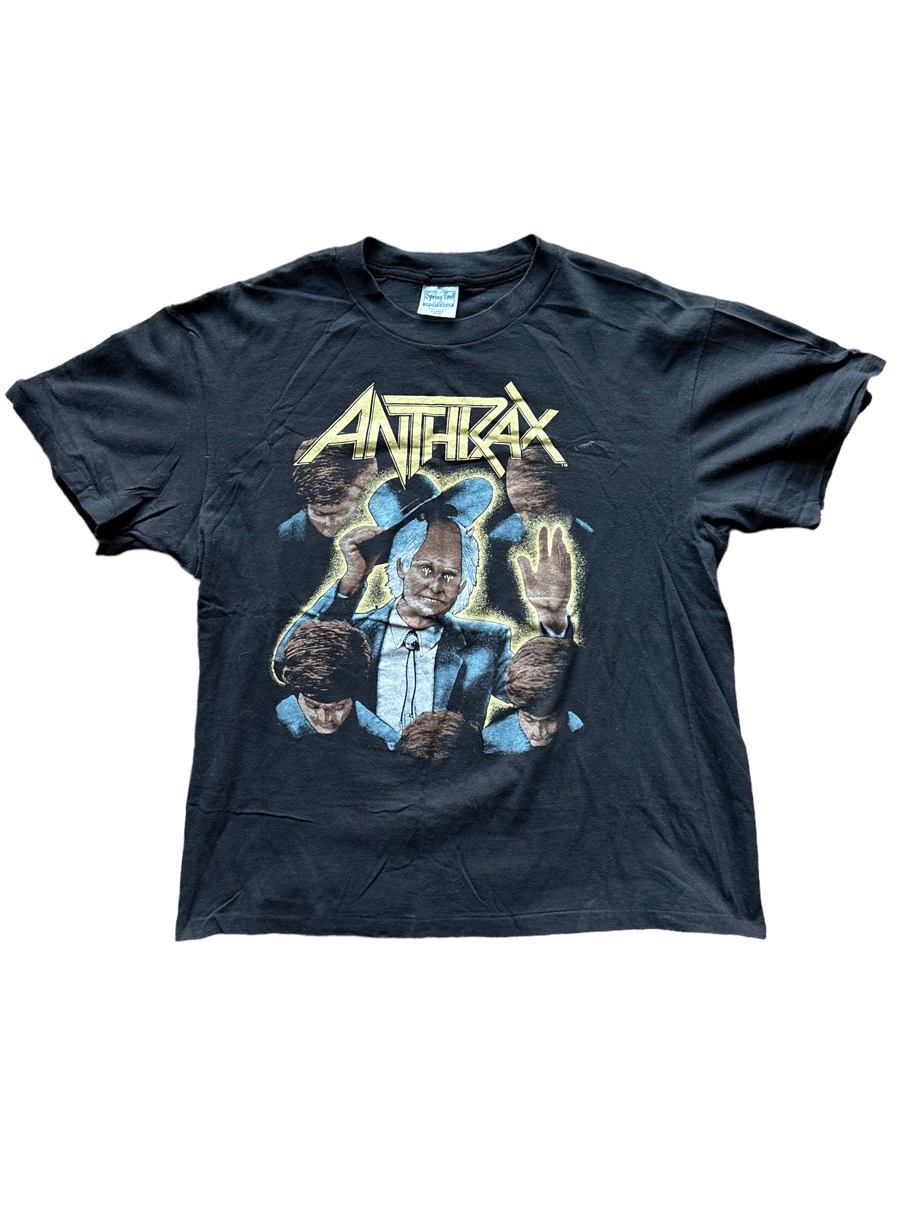 Front View of Vintage Anthrax Among the Living Tour Shirt Size XL |  Barn Owl Vintage | Vintage Rock Tee