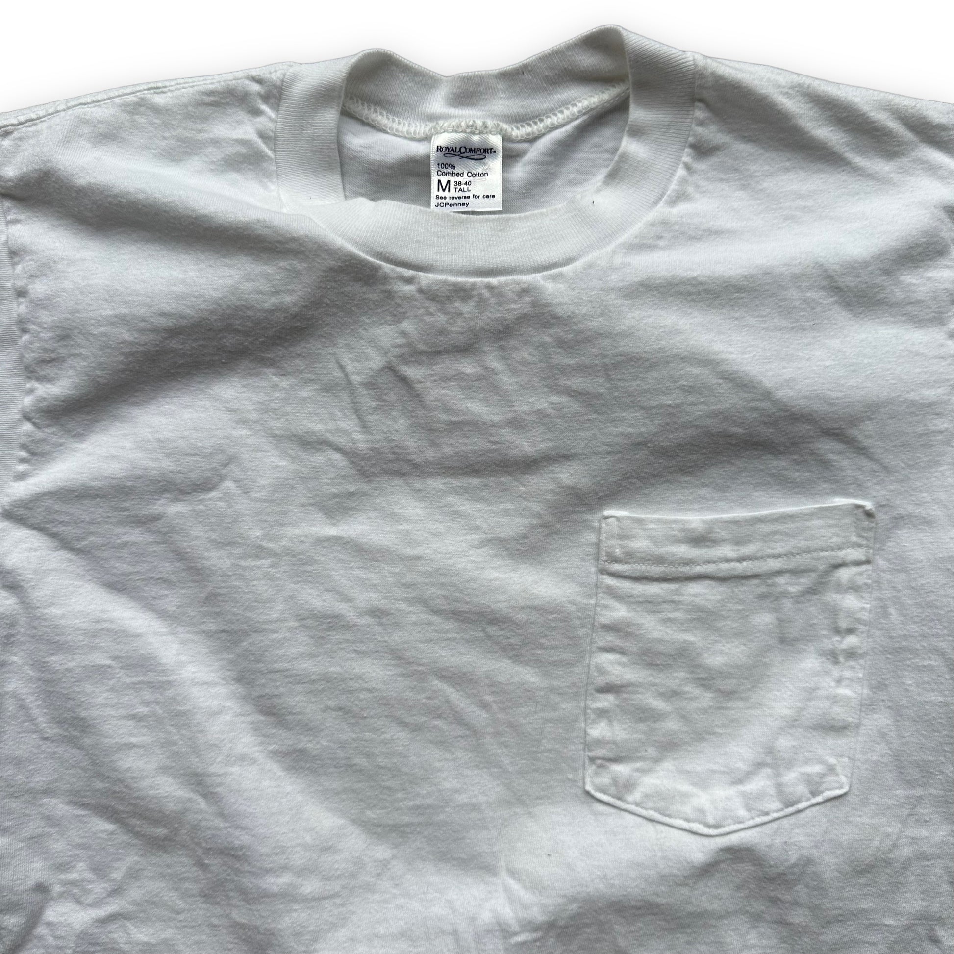 Upper Front View of Vintage Royal Comfort Pocket Tee Shirt SZ M | Vintage Blank Tees Seattle | Vintage T-Shirts Seattle