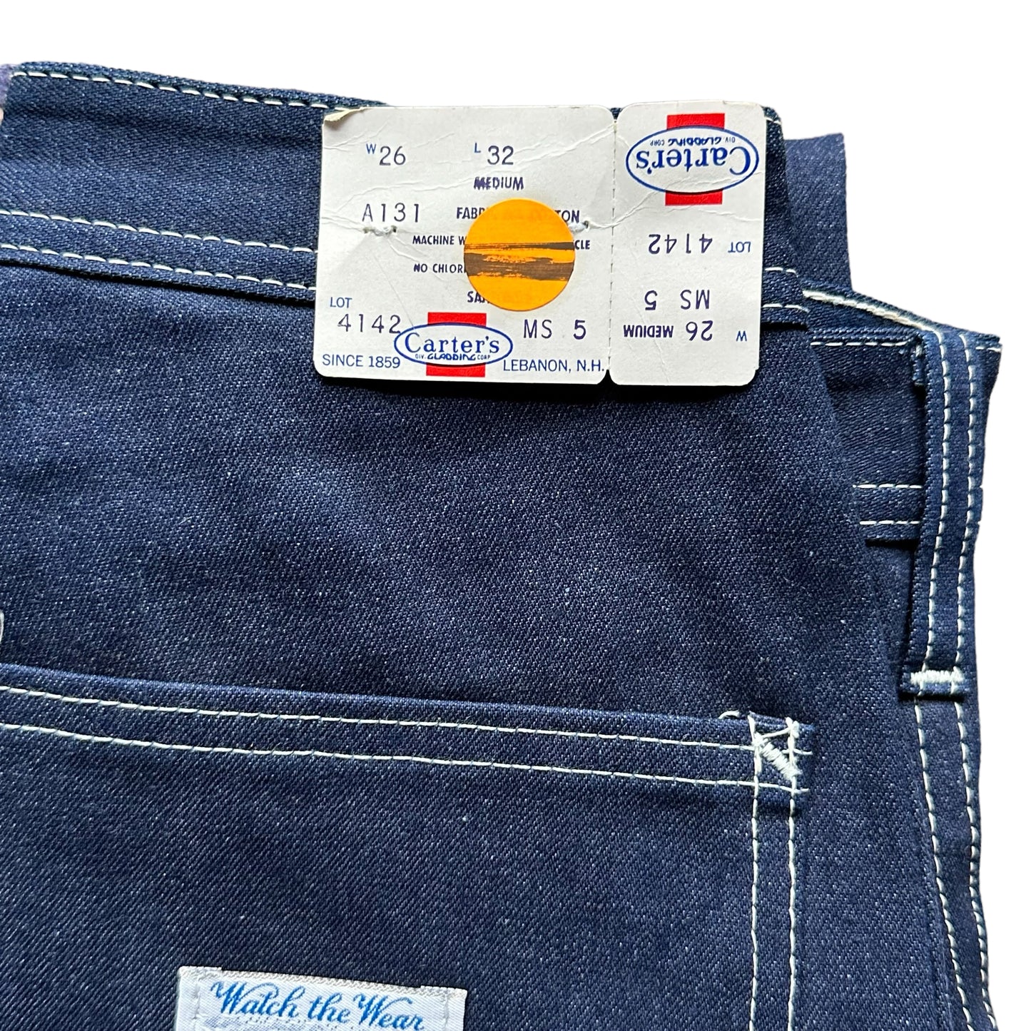 Tag View on NOS Vintage Carter's Carpenter Jeans W26 L32 | Vintage Workwear Seattle | Barn Owl Vintage Clothing